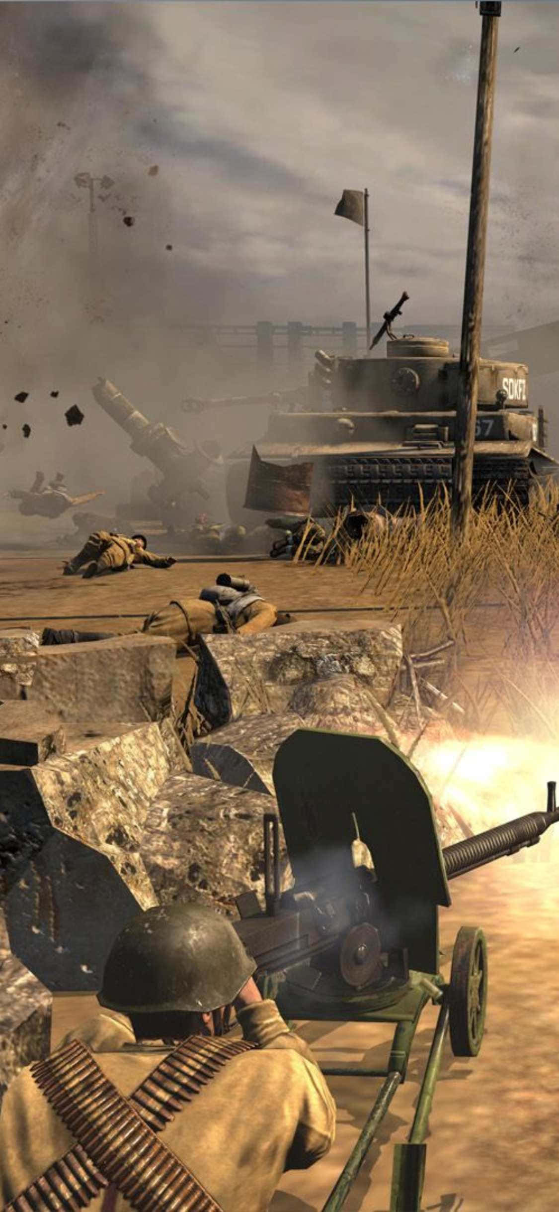 Епична бойна сцена от Company of Heroes 2 на iPhone XS Тапет