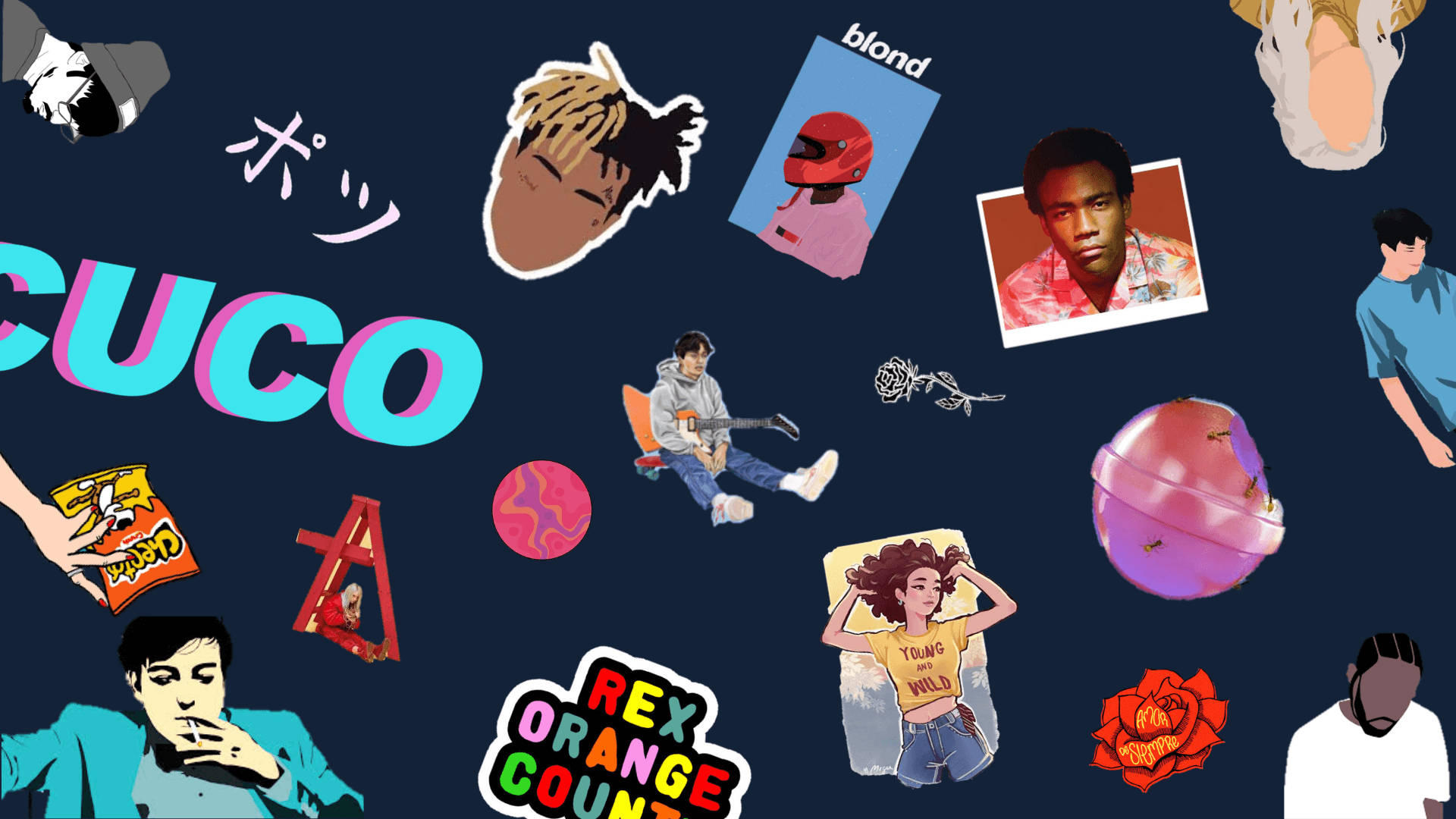 cuco - колаж от стикери с думата cuco Тапет
