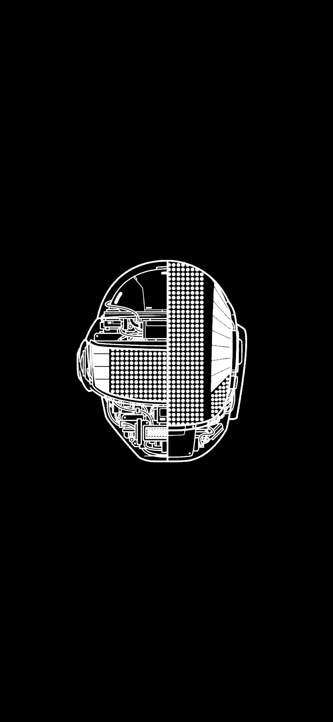 Daft Punk Чисто черен HD екран за телефон Тапет