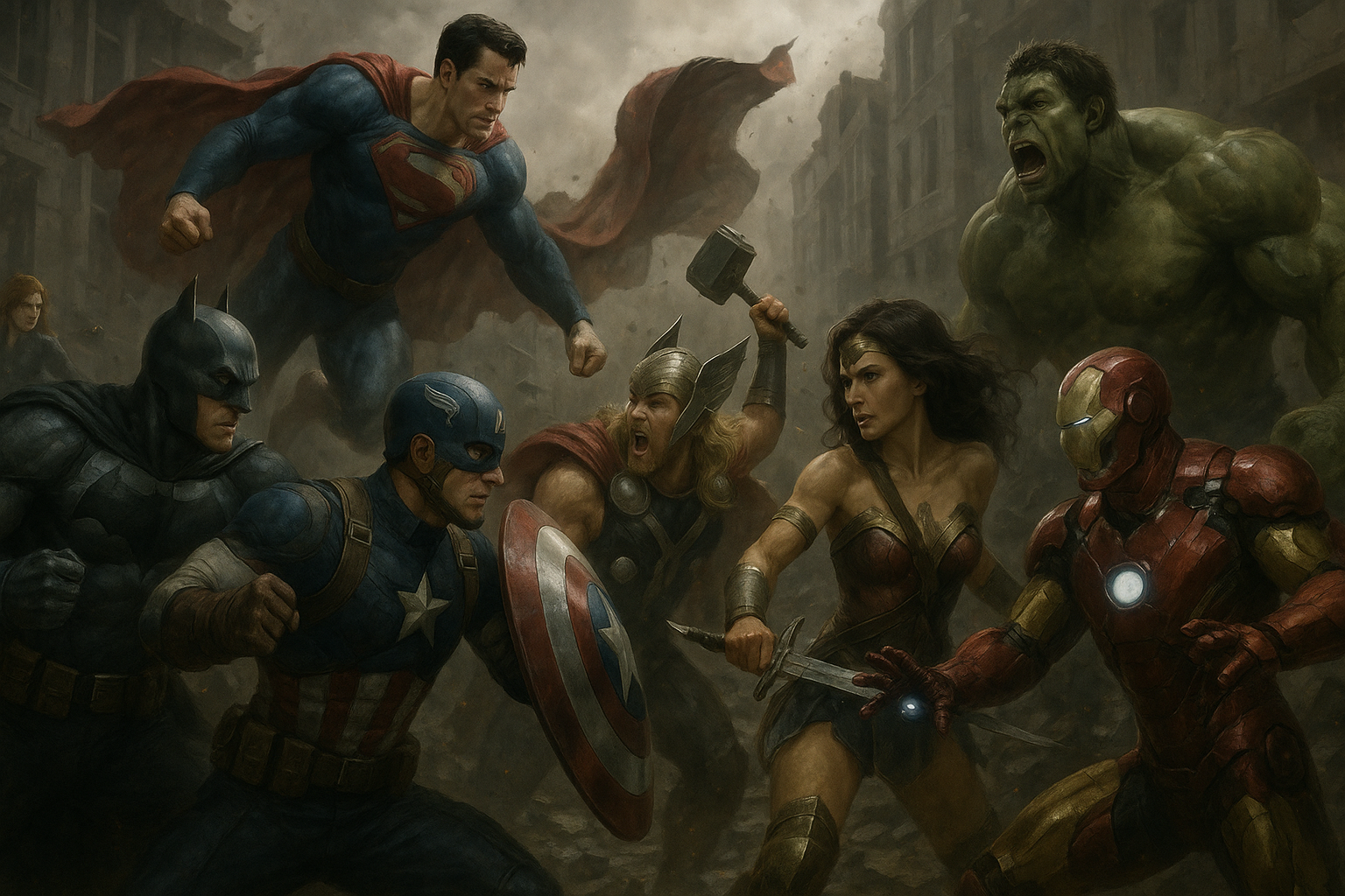 DC СРЕЩУ MARVEL РЕАЛИСТИЧНИ Тапет