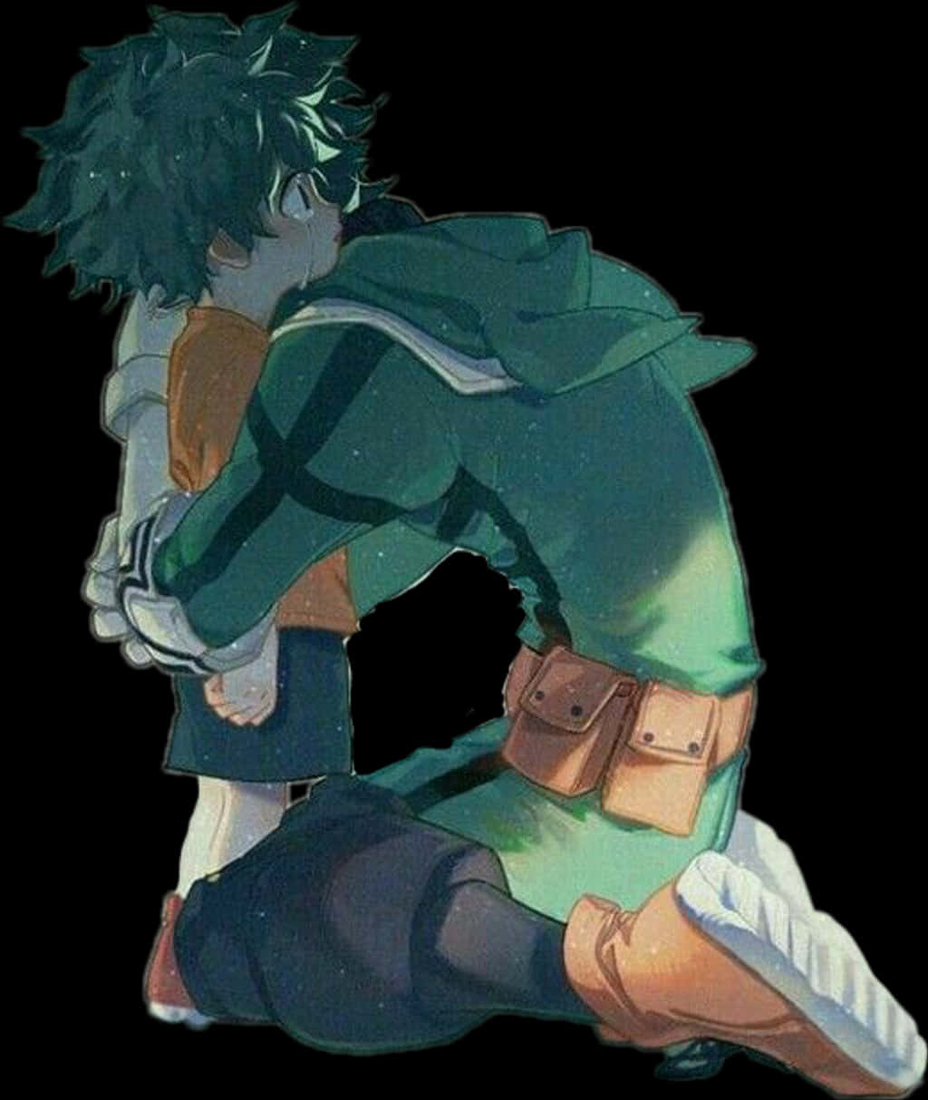 Deku геройски костюм изглед отзад Тапет