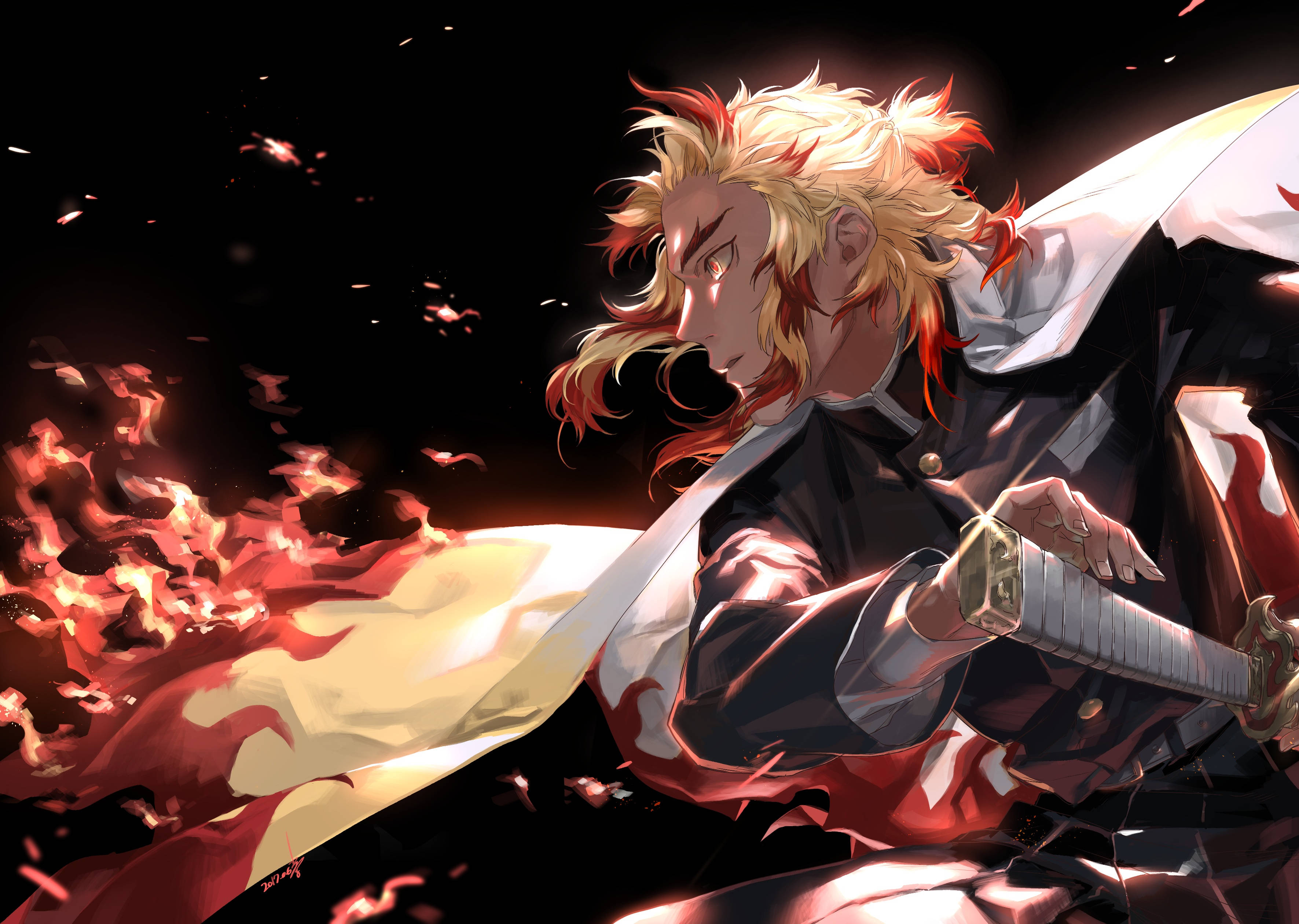 Demon Slayer 4K Rengoku Огън Тапет