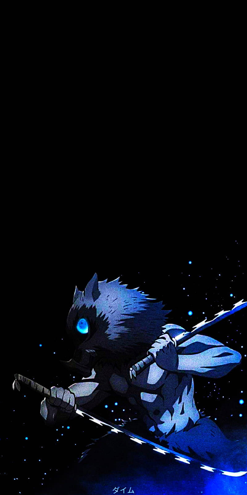 Сини очи на Иносуке от Demon Slayer за iPhone Тапет