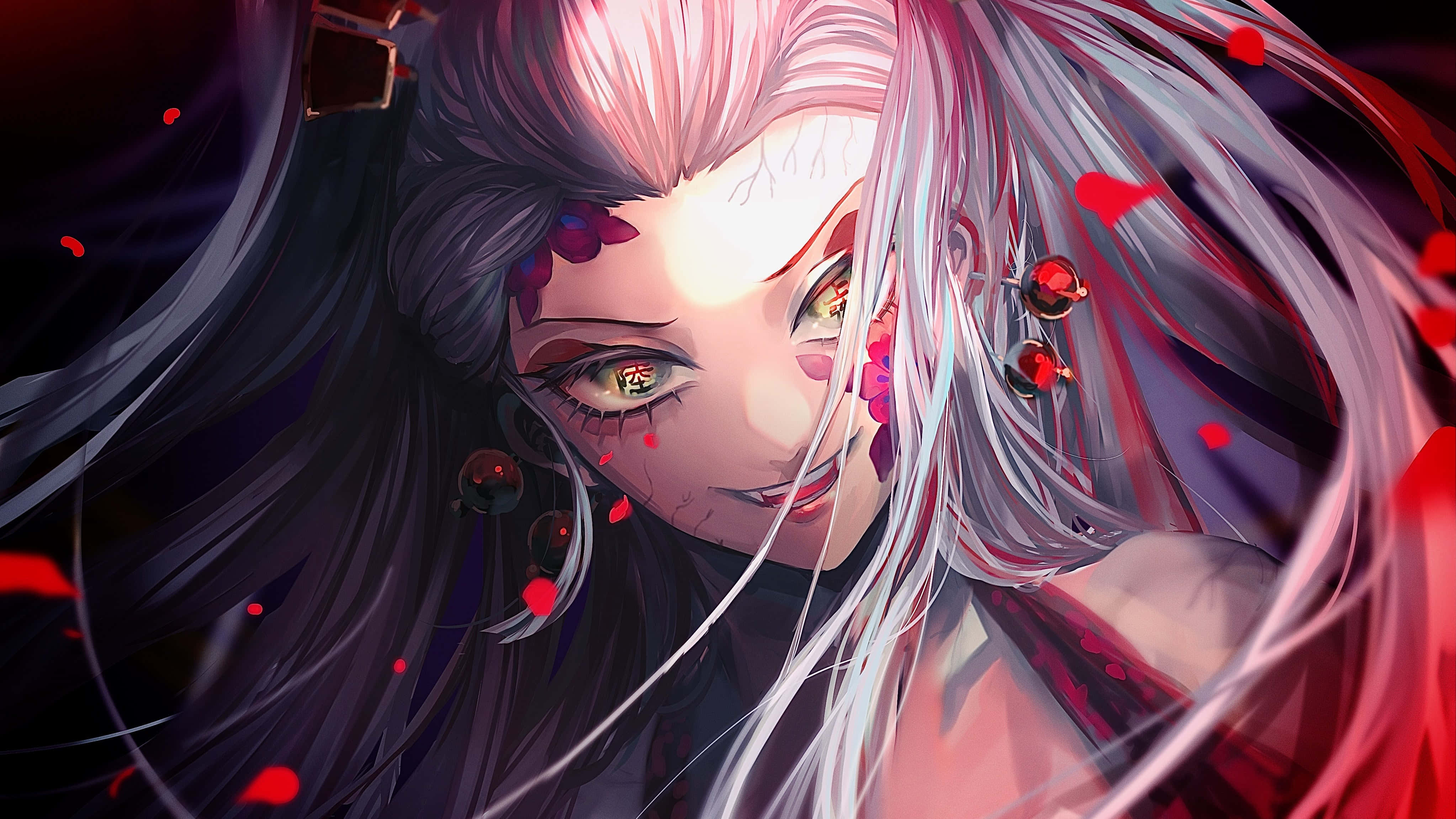 Даки от Demon Slayer в едър план Тапет