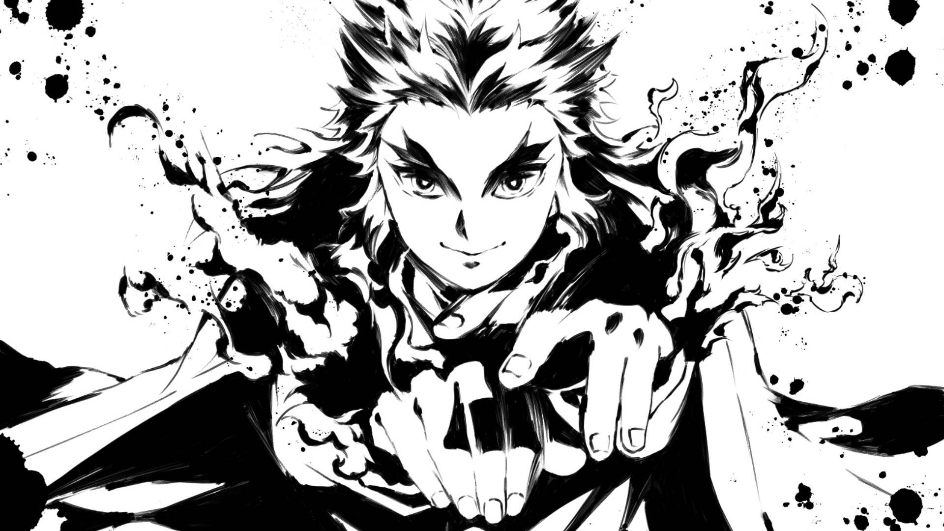 Бял аниме Кьоджуро Ренгоку Demon Slayer Тапет