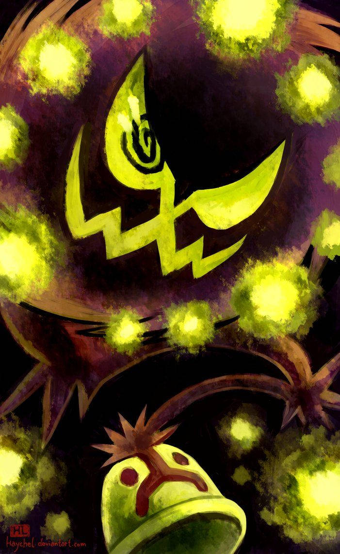 Творба от Deviantart: Светещ зелен Spiritomb от Покемон в сенките. Тапет
