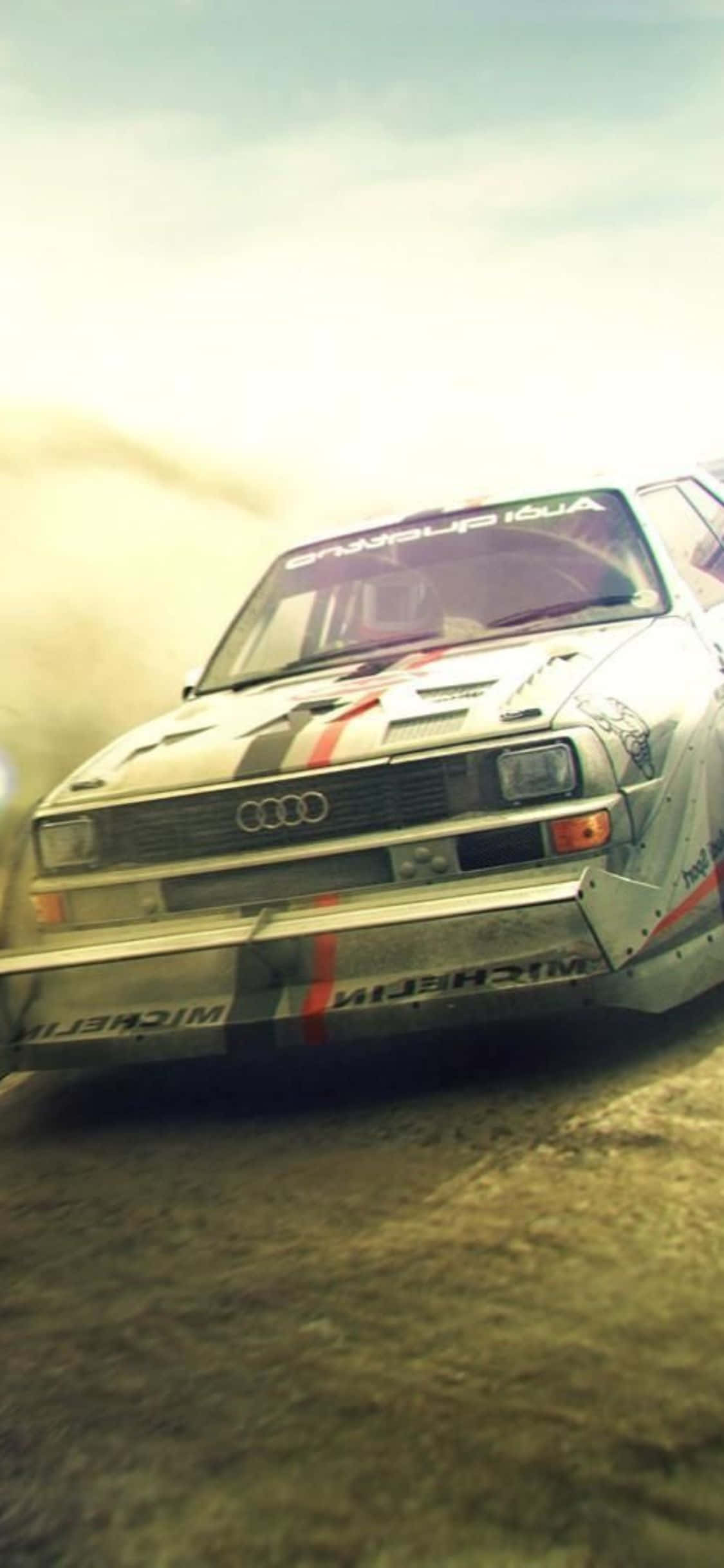 Смели водачи приемат вълнението на Dirt Rally на iPhone Xs Тапет