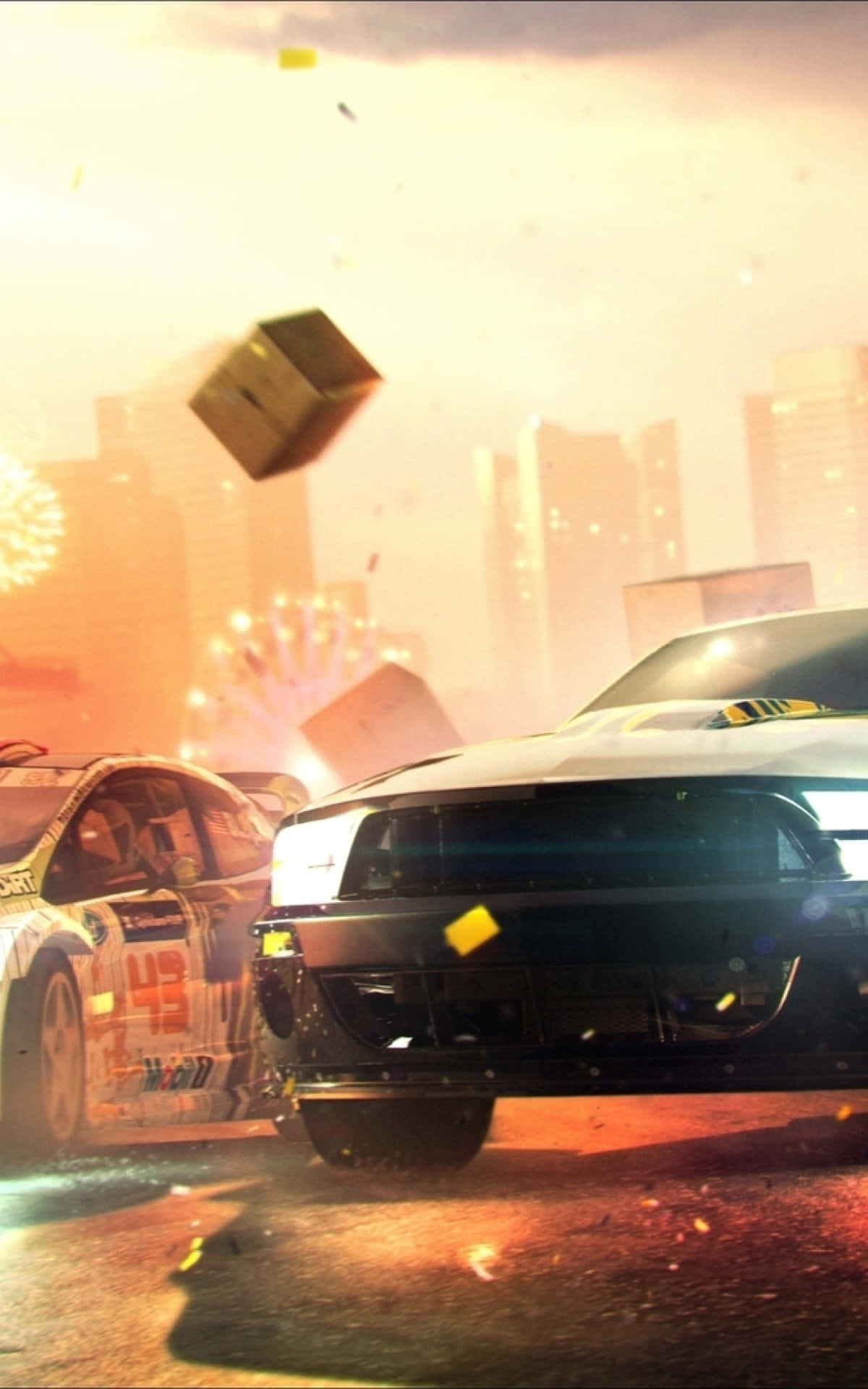 Фон от картонна кутия за Dirt Showdown за iPhone X Тапет