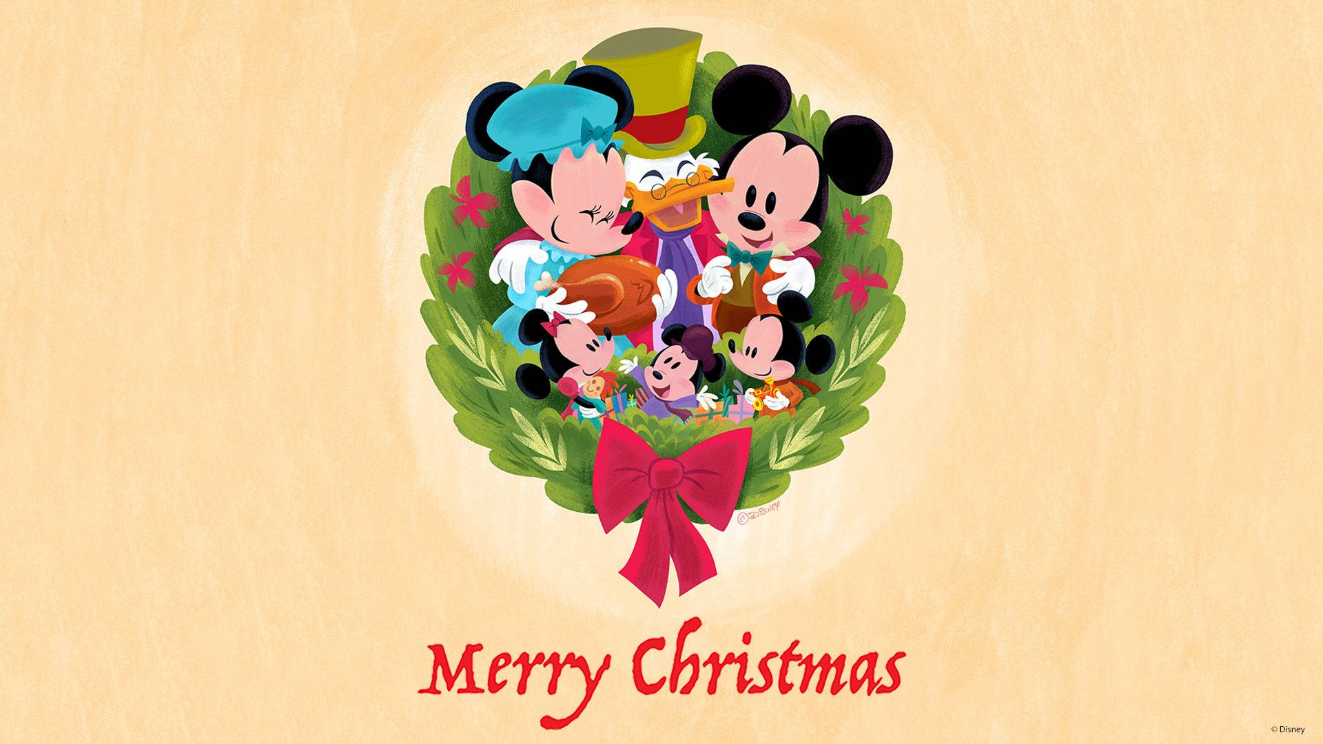 Disney 1920x1080 HD Мики Маус Коледен венец Тапет