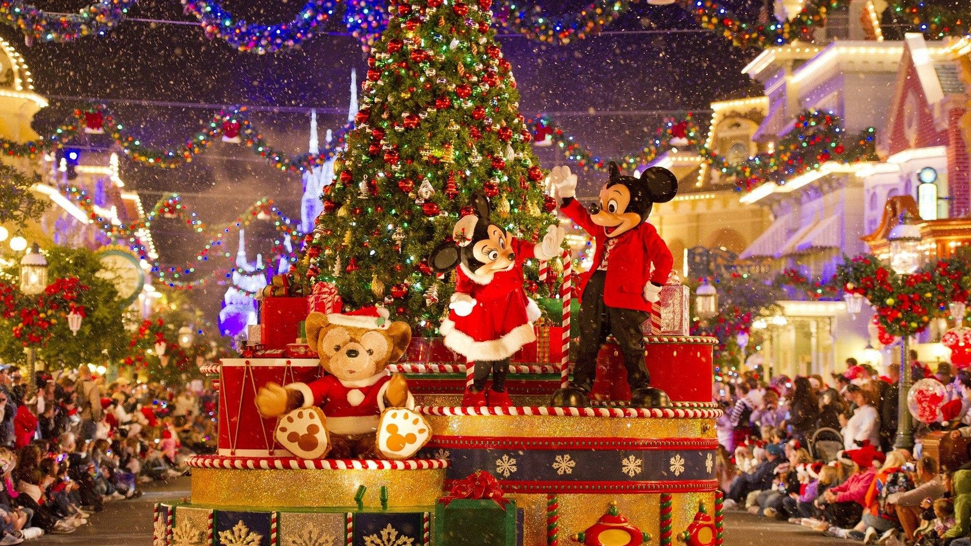 Disney 1920x1080 HD Мики и Мини Коледно представление Тапет