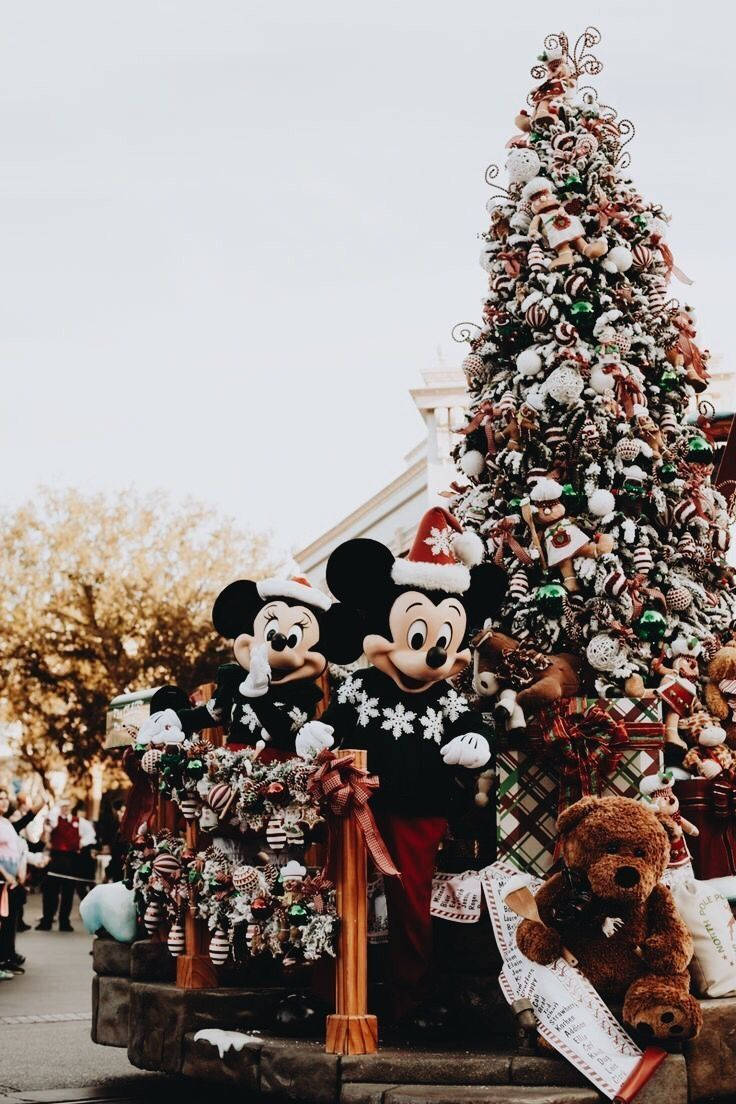 Коледен Disney iPhone ретро Мики и Мини Маус Тапет