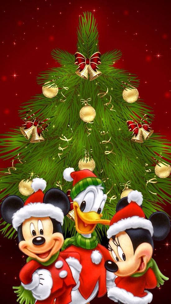 Disney Коледен iPhone Мики и Весели Приятели Тапет