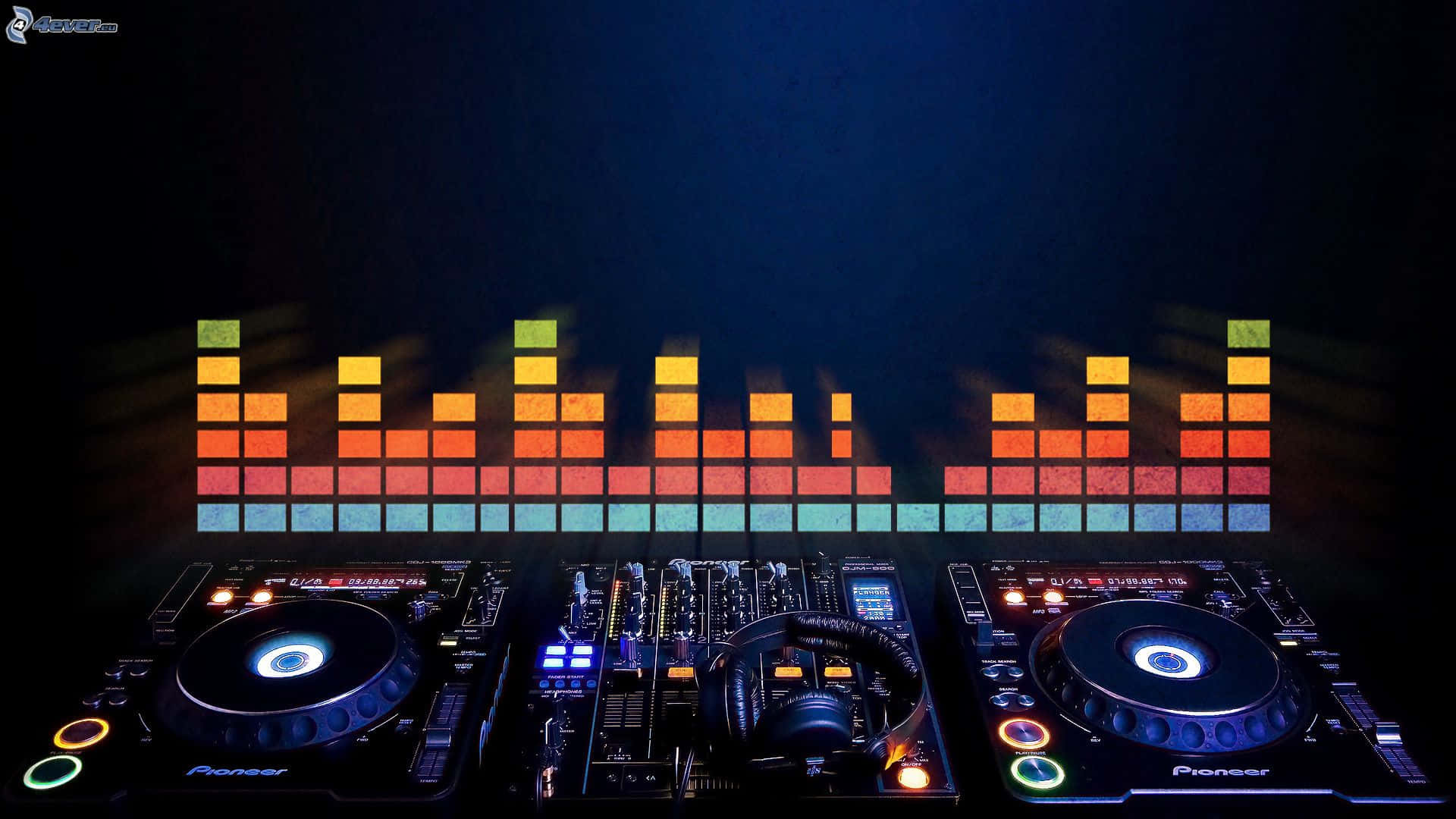 Снимка на DJ пулт с музикален еквалайзер Тапет