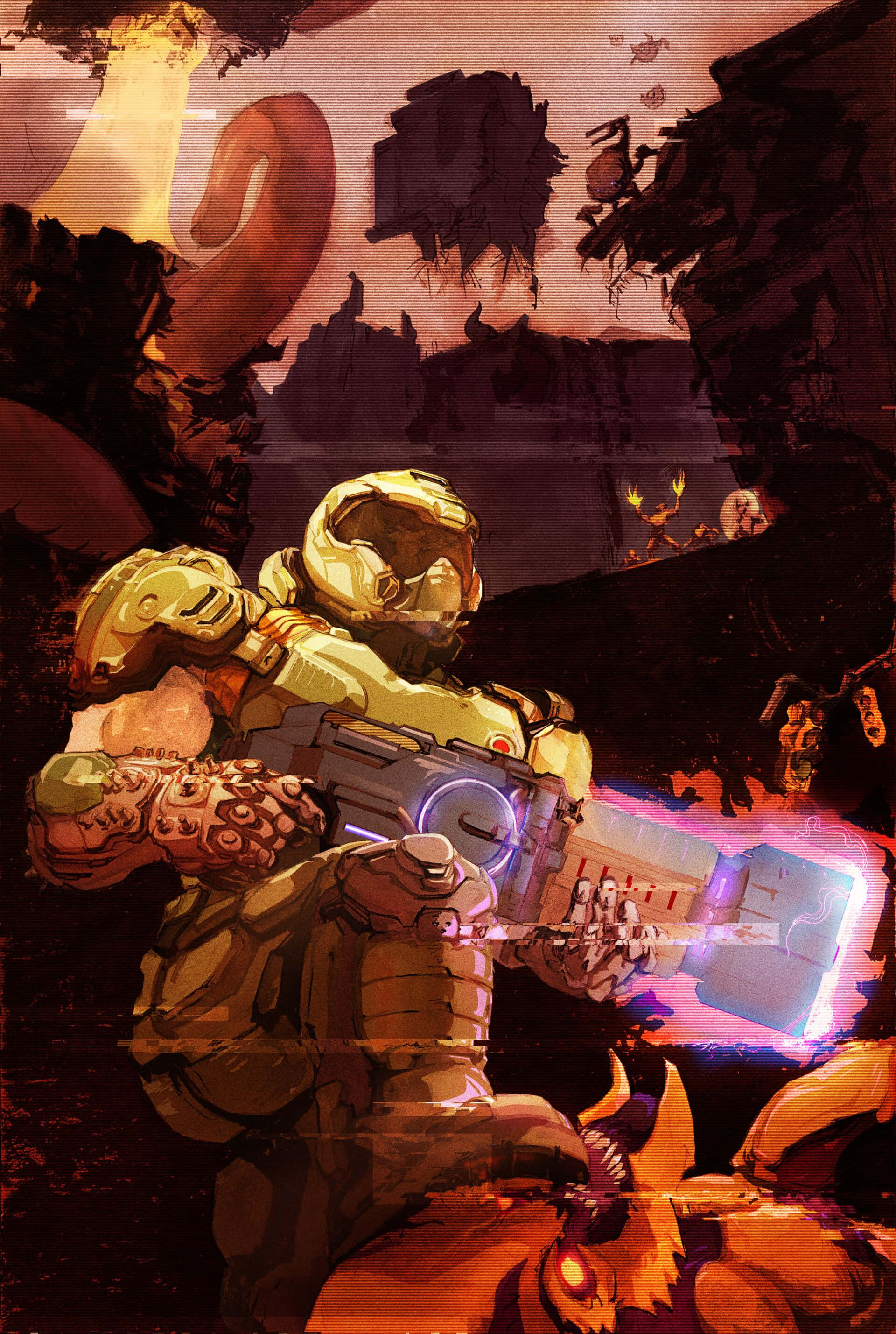 Интензивна битка във вселената DOOM Тапет