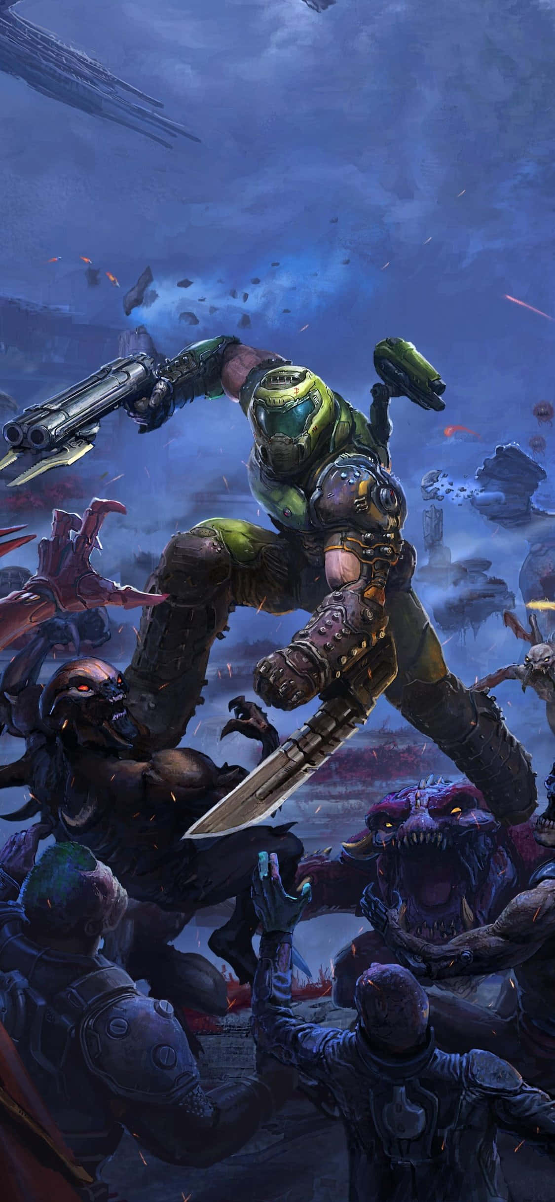 Наслаждайся вълнуващото действие на Doom Eternal на твоя iPhone Тапет