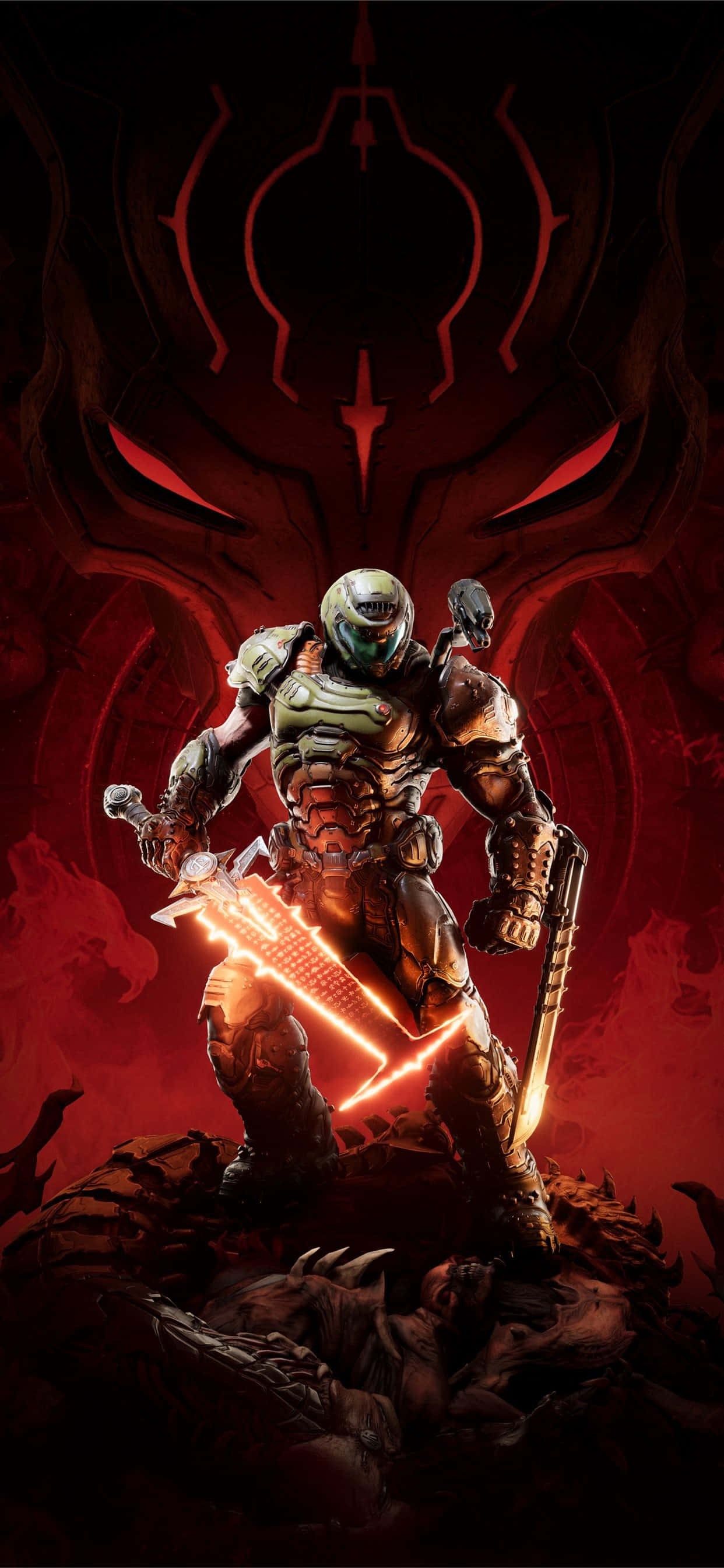 Огън и ярост: Влез в света на Doom Eternal на твоя iPhone. Тапет