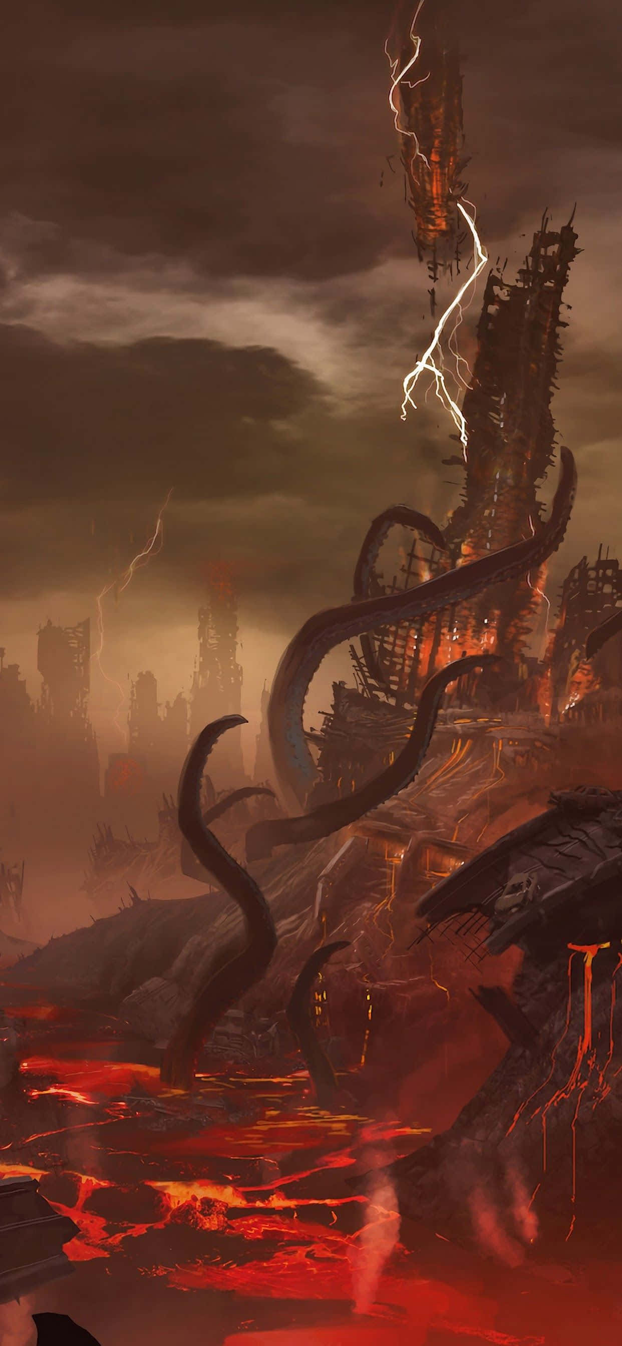Станьте крайния демон-убиец с Doom Eternal на iPhone Тапет