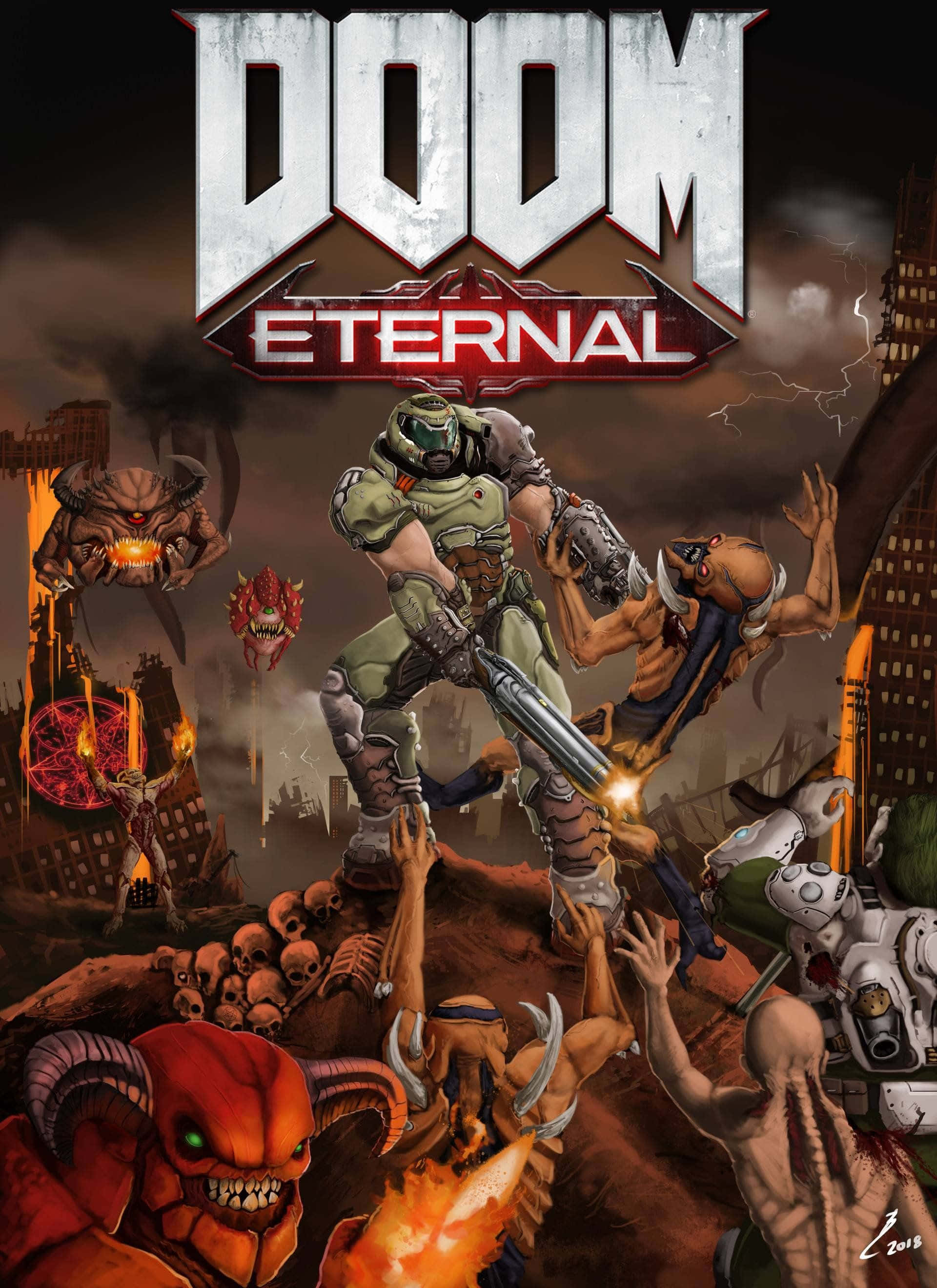 Doom Guy фон за Pixel 3xl Doom Тапет