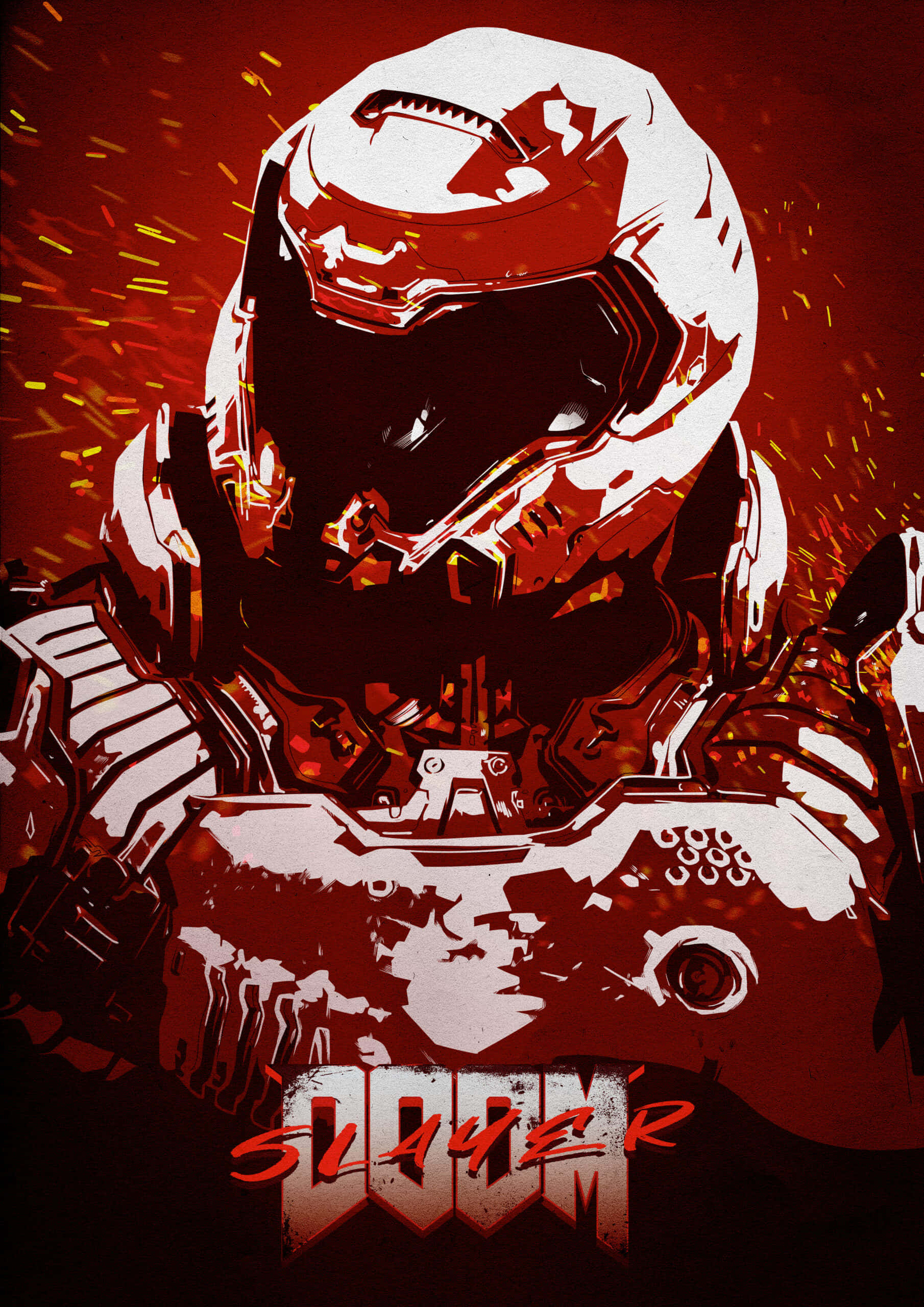 Doom Slayer побеждает своих врагов. Тапет