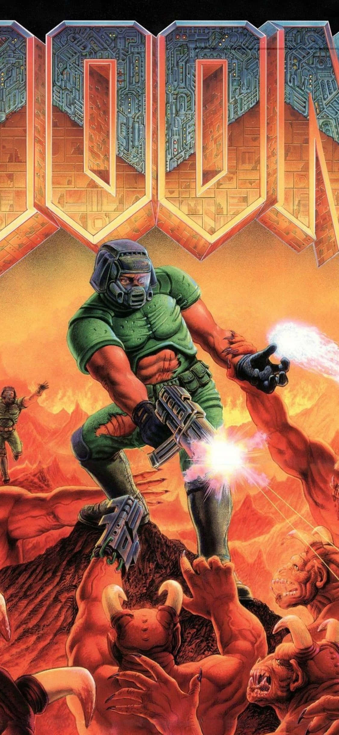 Doom оръжия демони iPhone Xs фон Тапет