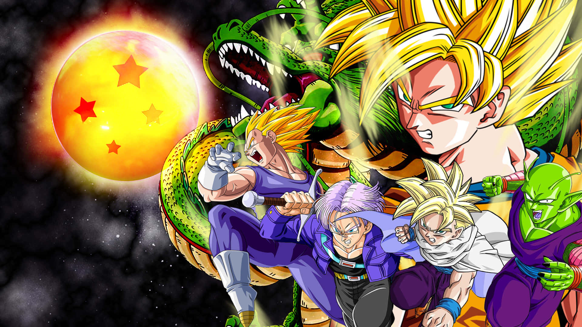 Интензивна бойна поза на Гоку от Dragon Ball Z Тапет