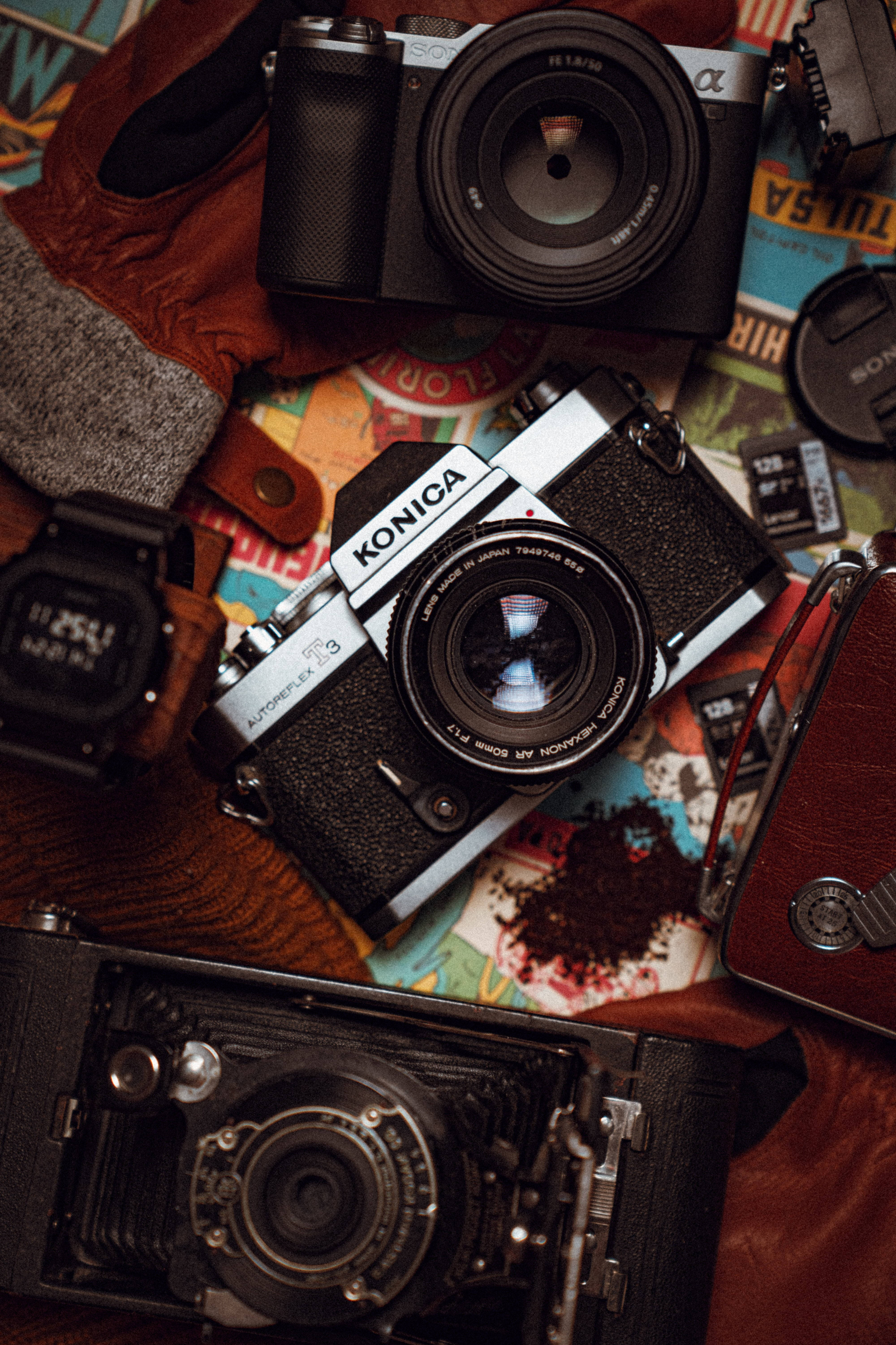 Естетика на плоска композиция с DSLR фотоапарат Тапет