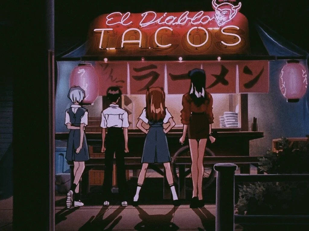 Evangelion сладка ретро аниме естетика Тапет