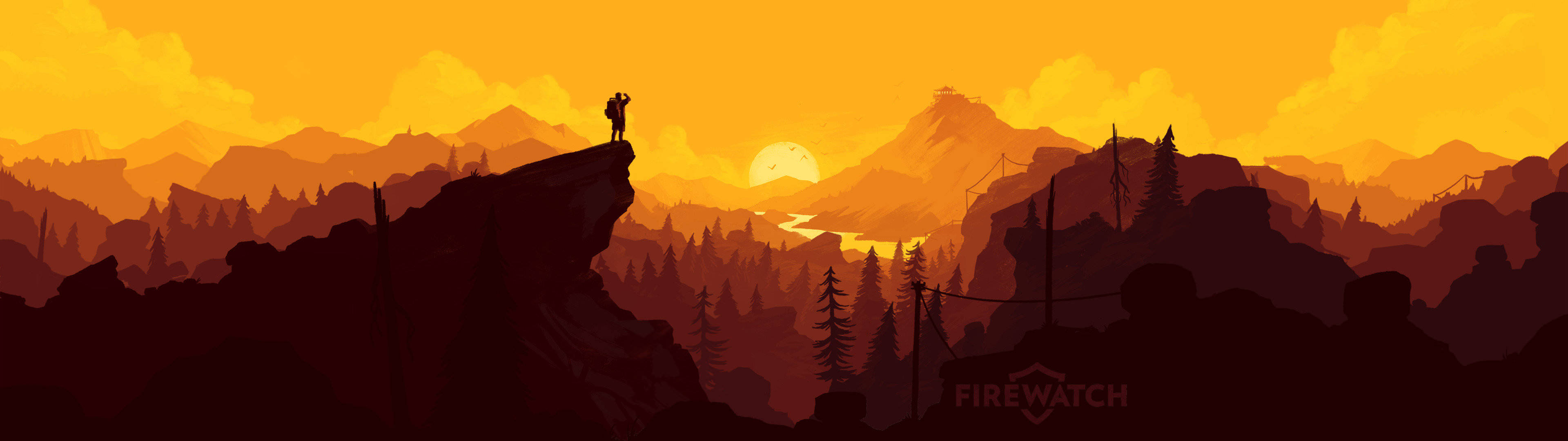 Потънете в приключението на двоен екран с Firewatch Тапет