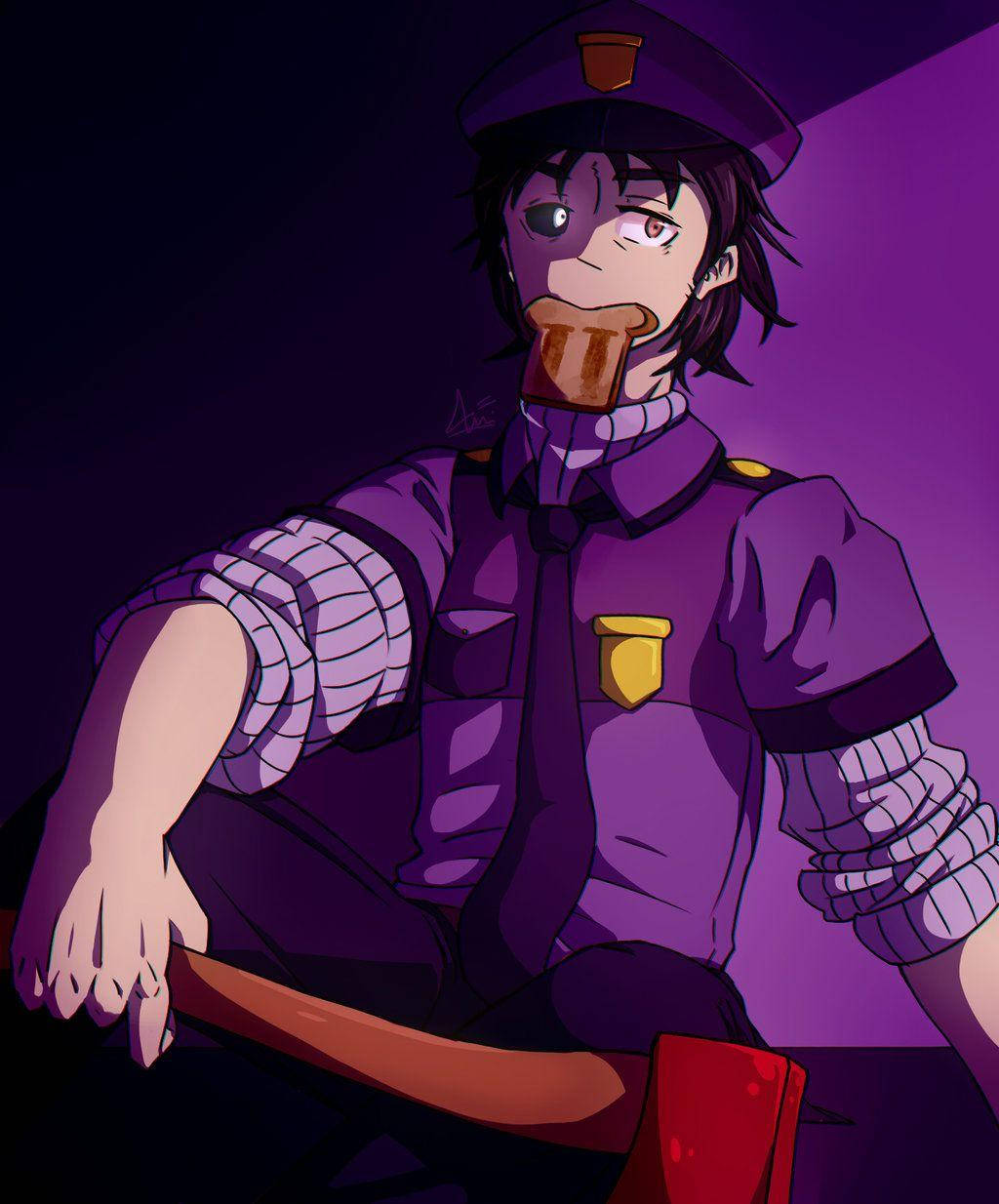 FNAF Лилав Човек Аниме Фенарт Тапет