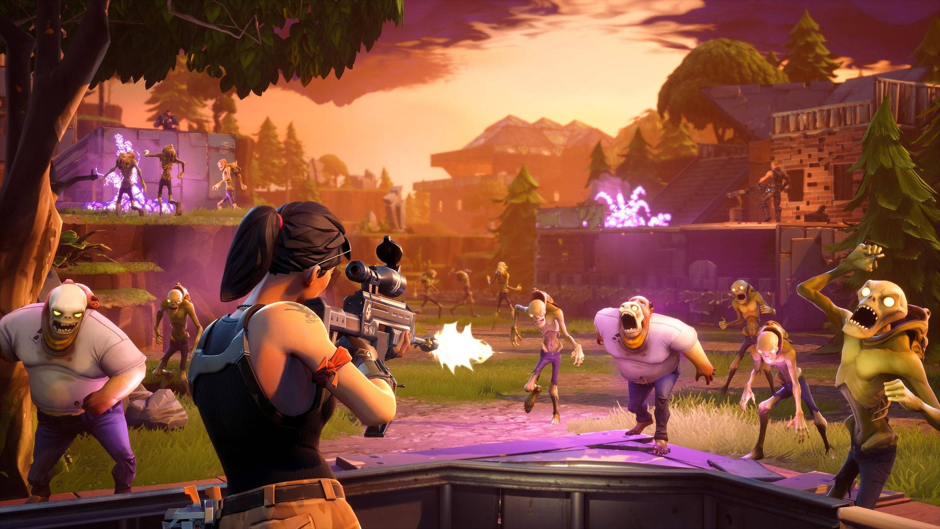 Жена войник от Fortnite се подготвя за бойното поле Тапет