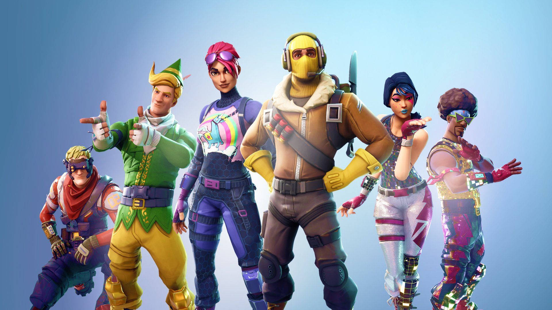 Двама забавни Fortnite герои се наслаждават на слънчев ден Тапет