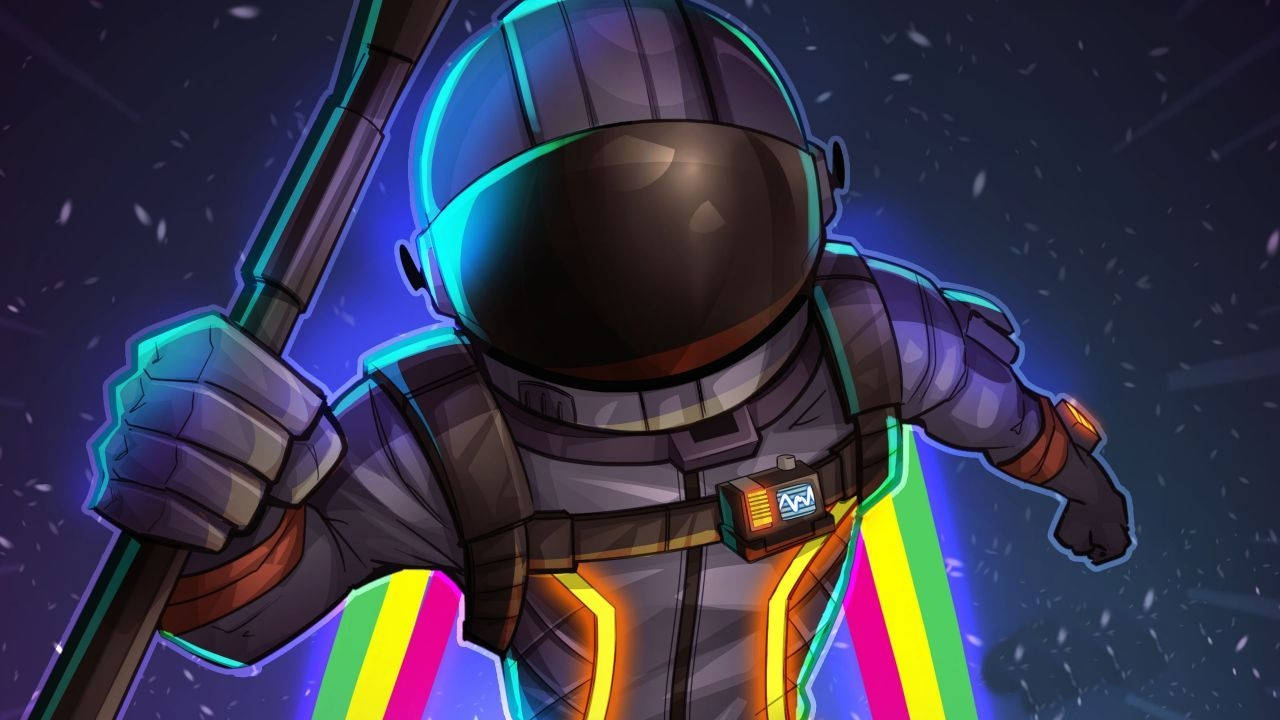 Готичен астронавт с дъгова естетика от Fortnite Battle Royale Тапет