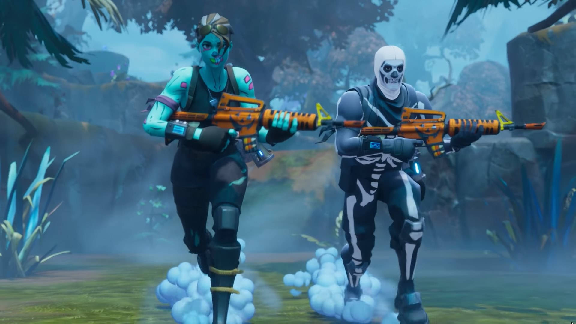Двама Fortnite играчи се справят със студа Тапет