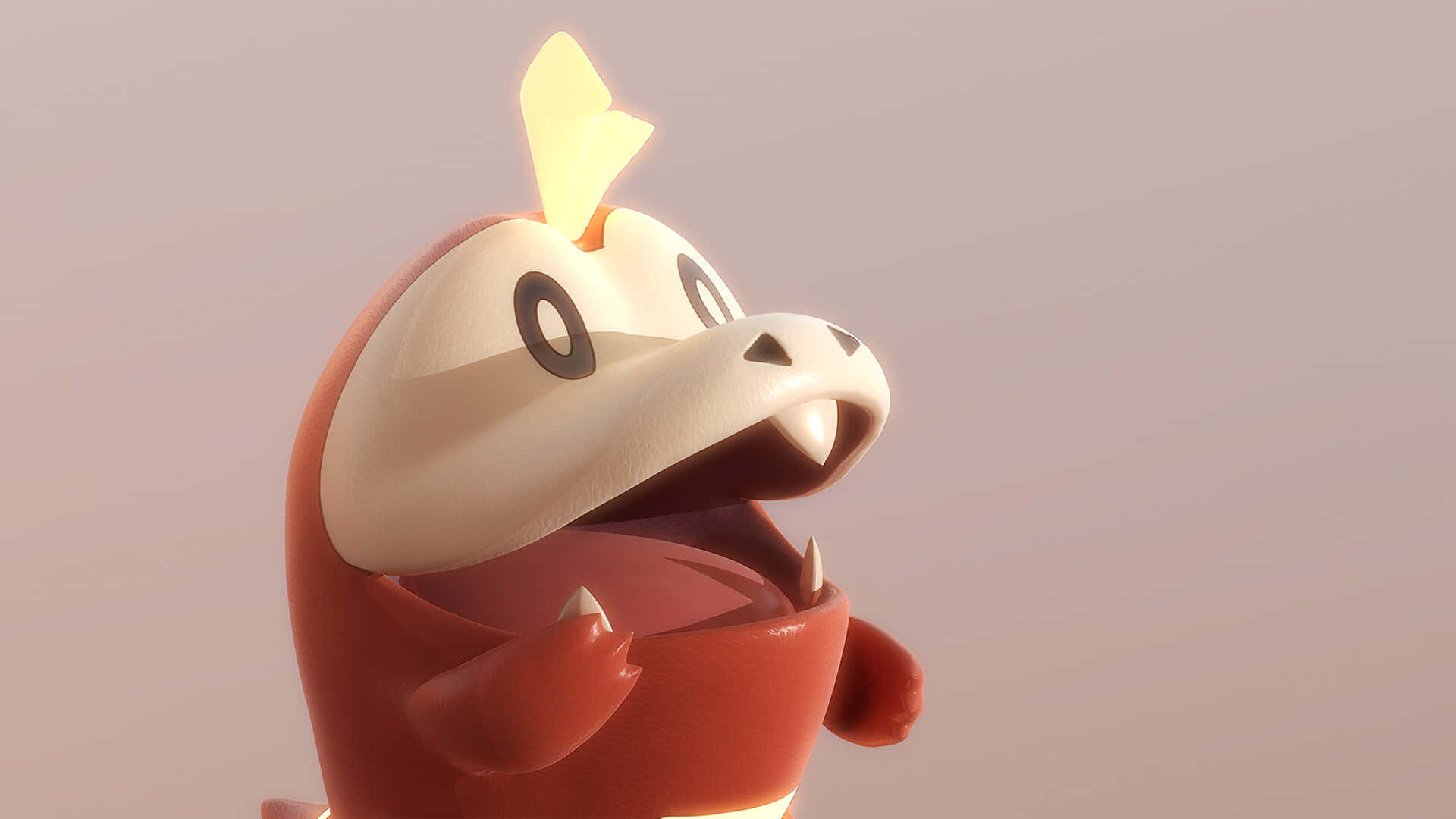 Fuecoco Pokemon с отворена уста 3D Тапет