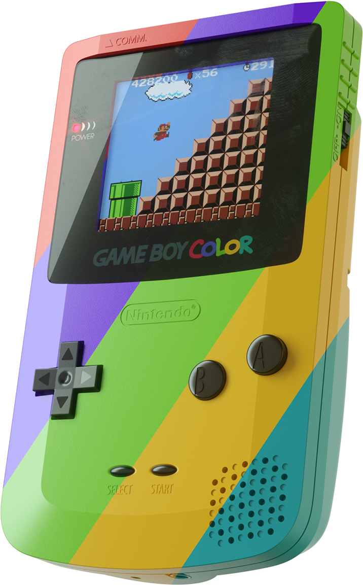 Цветен Game Boy Color, на който се играе Марио Тапет