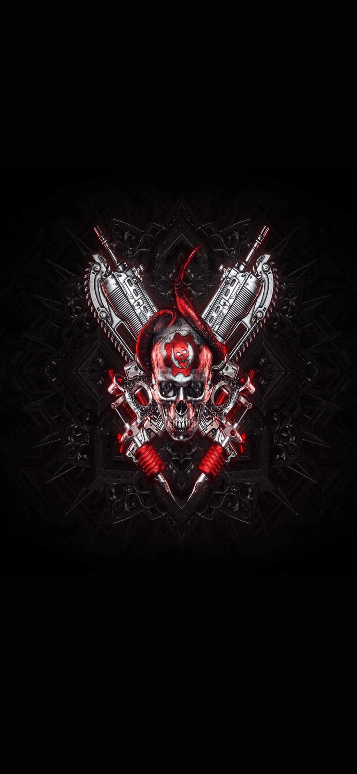 Симметричный фон с логотипом Gears of War 5 для iPhone XS Max Тапет