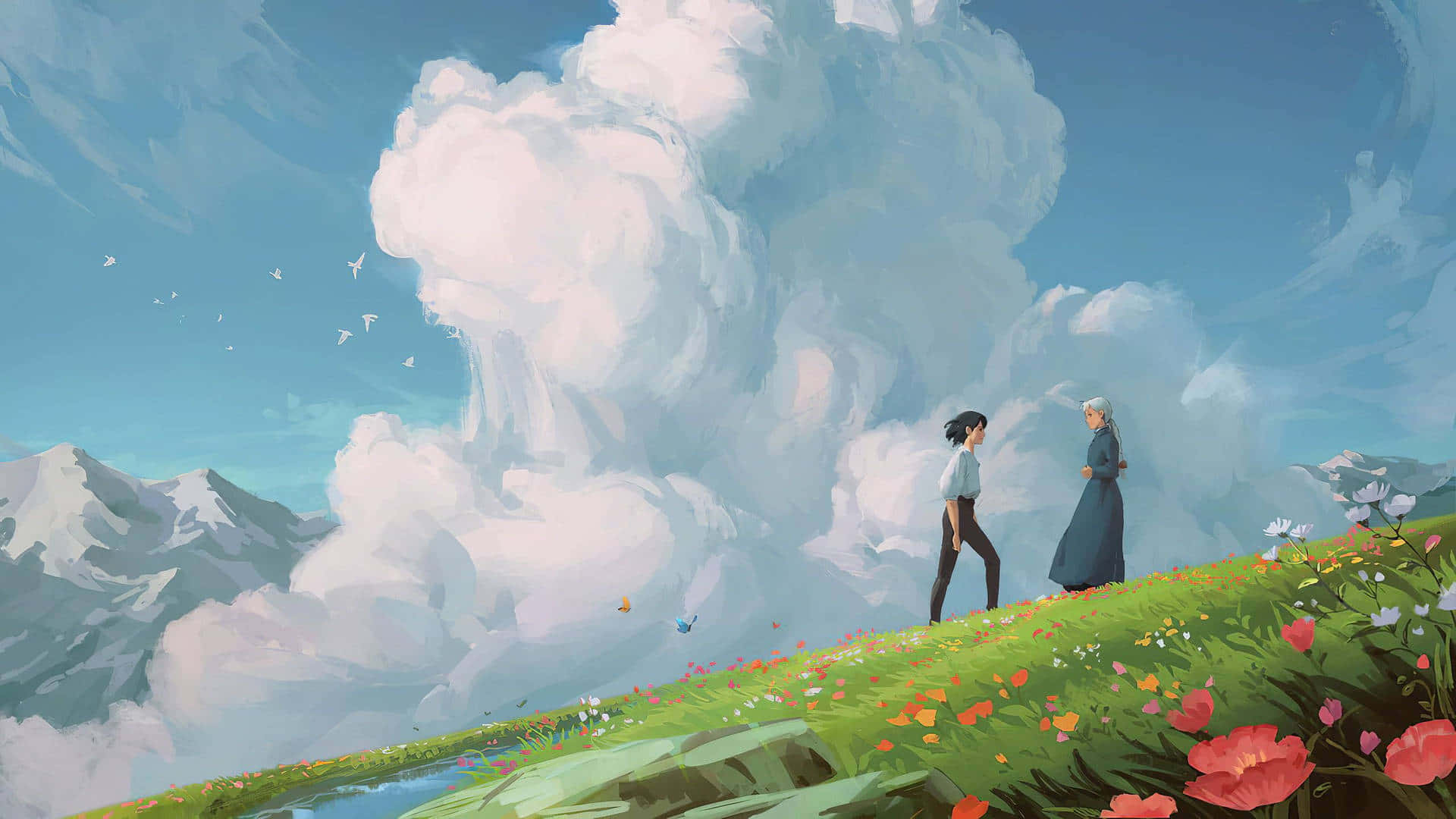 Изследвайте омагьосания свят на Естетика Ghibli Тапет