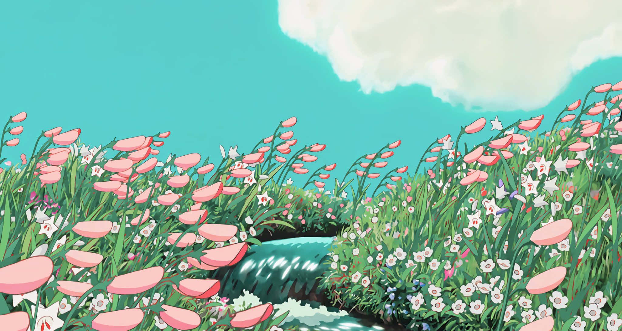 Изследвайте въображението си с естетика Ghibli Тапет