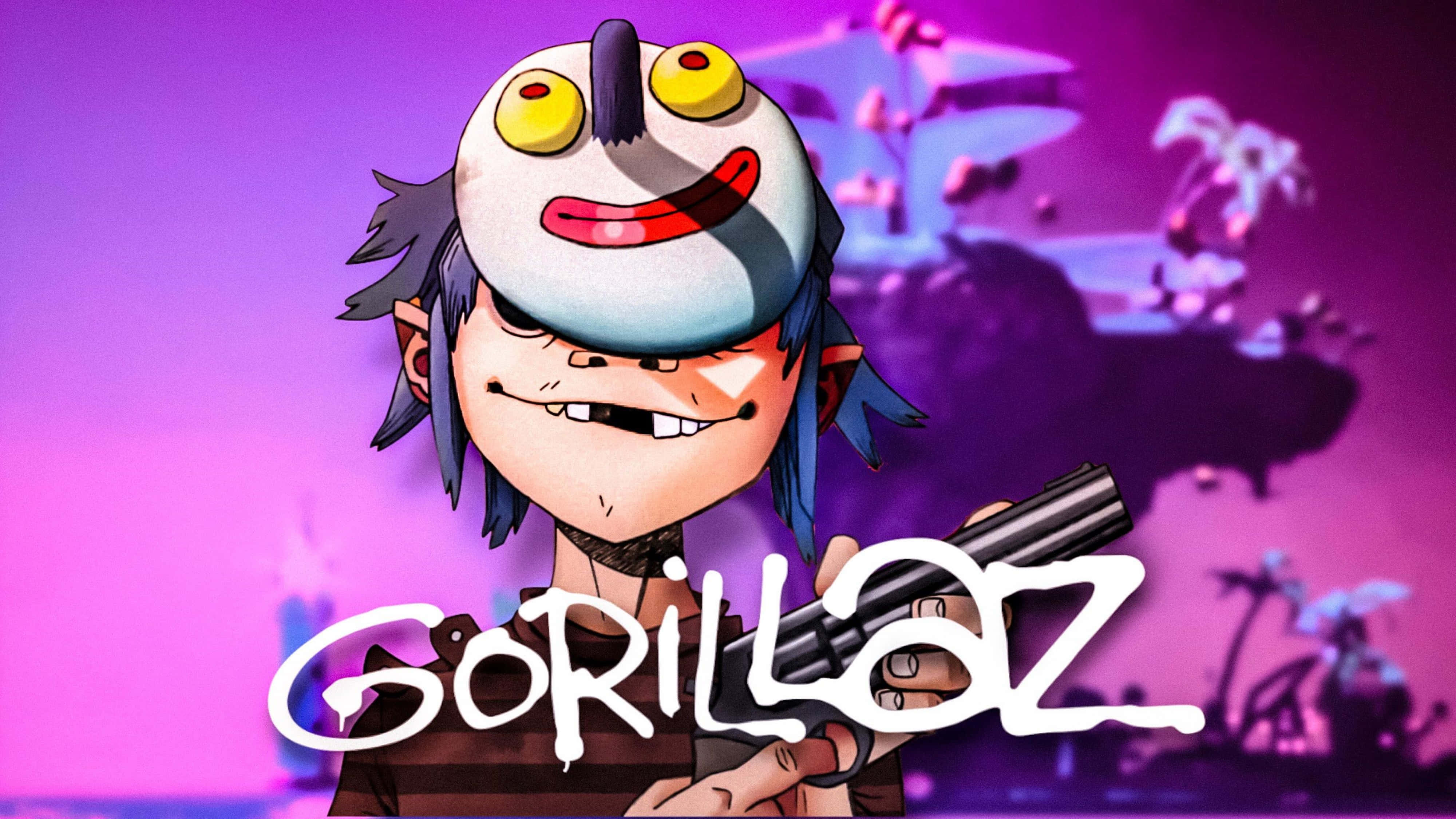Gorillaz 4K 2D Пурпурна естетика Тапет