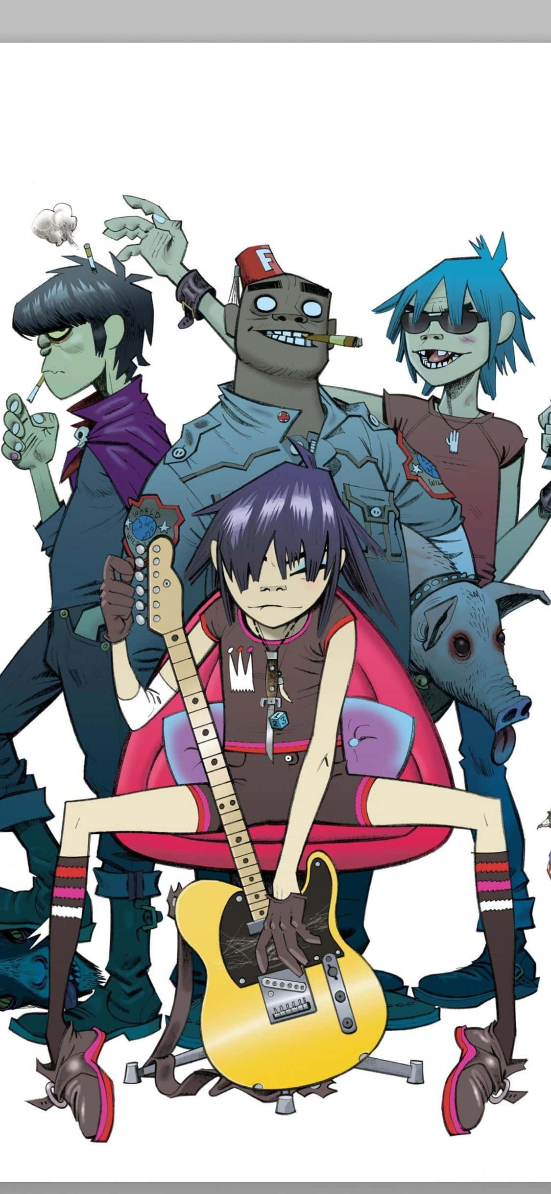 Gorillaz iPhone членове на банда Noodle в център Тапет
