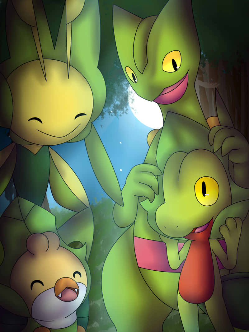 Grovyle със зелени Покемони Тапет