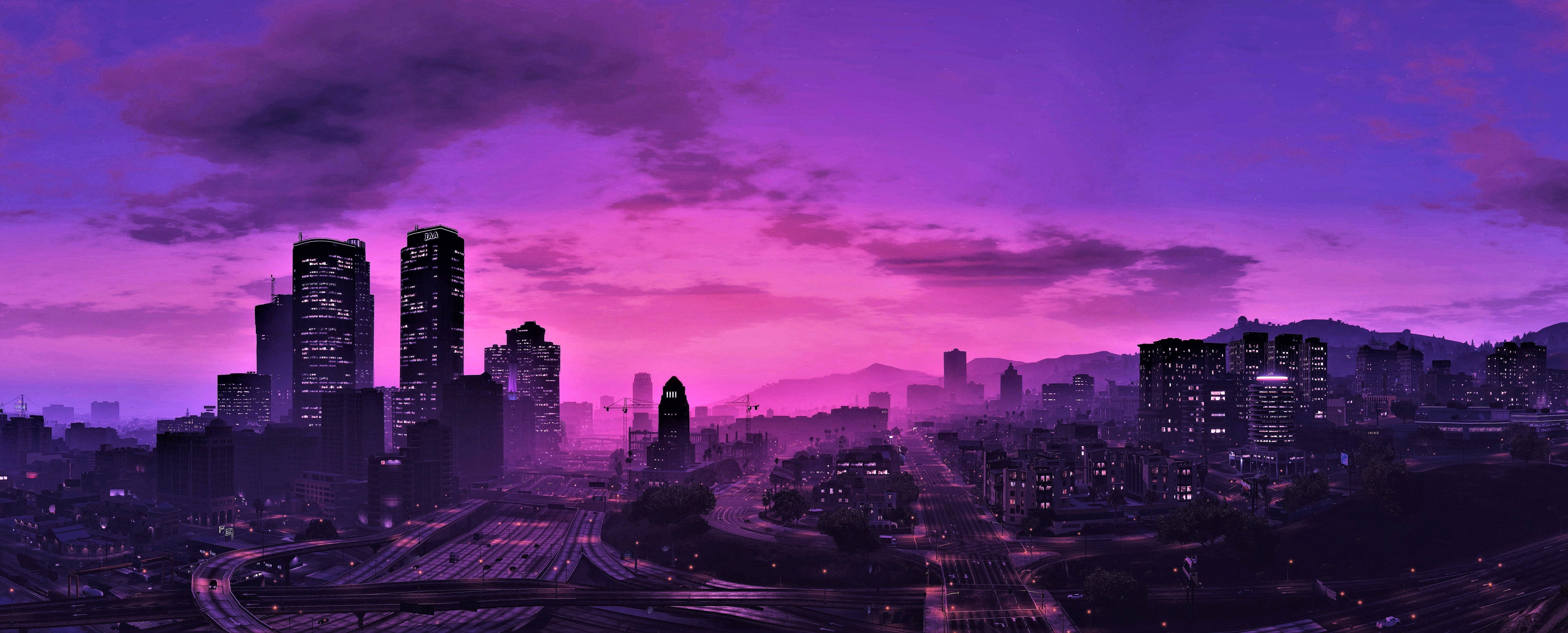 GTA 5 Лилав хоризонт 1080p Gaming Тапет