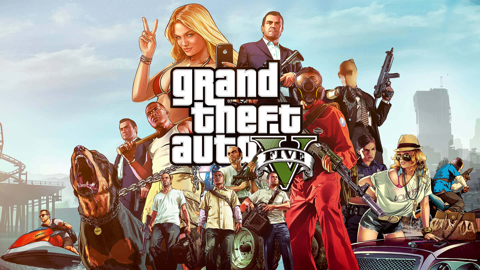 Фон GTA Grand Theft Auto V Герои на екрана за зареждане Тапет