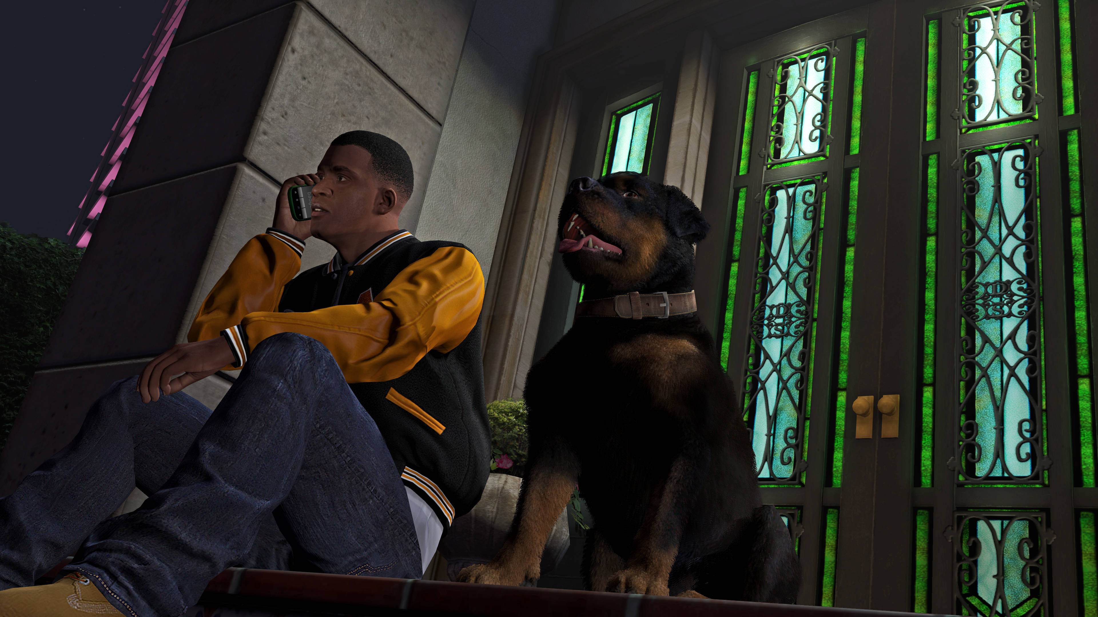 Готина снимка с мъж и куче от GTA Тапет