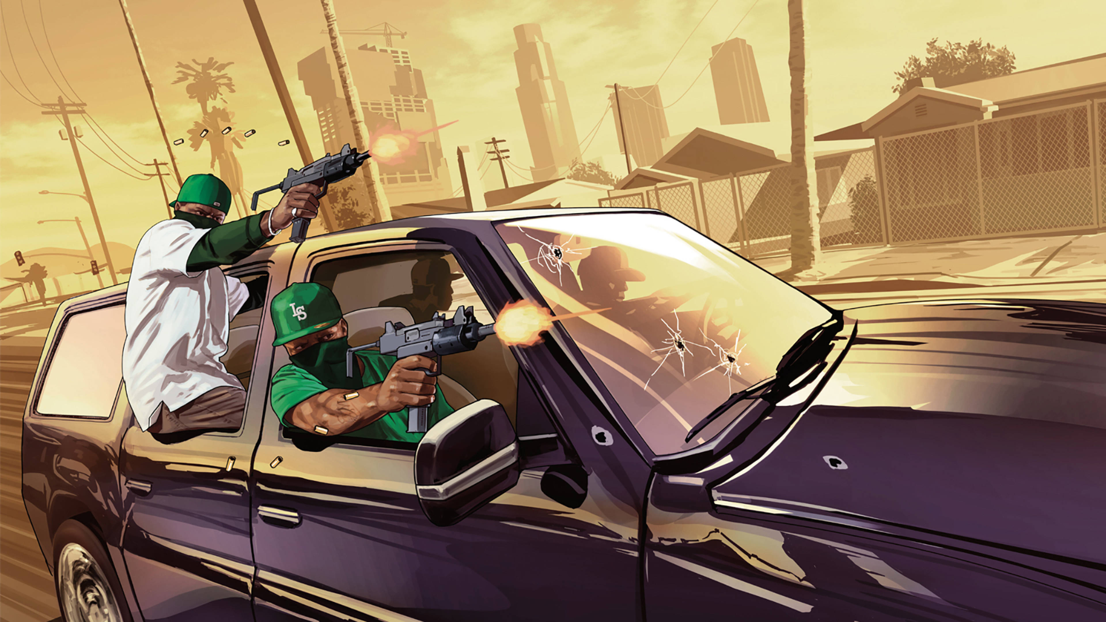 GTA SA 4K Стрелба от кола Тапет