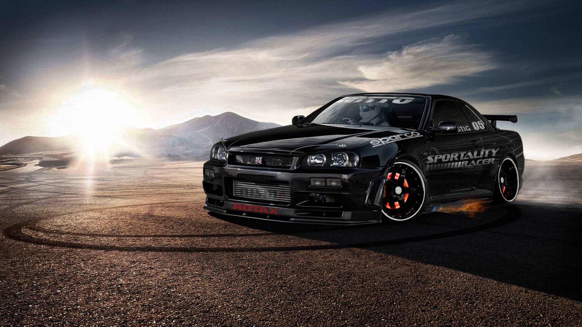 Нисан Скайлайн GTR R34 дрифт кола Тапет