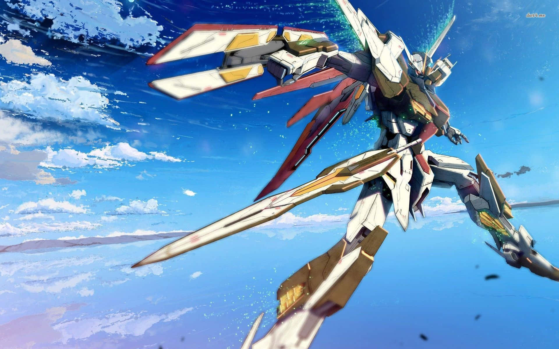 Жълт и бял Gundam за десктоп Тапет