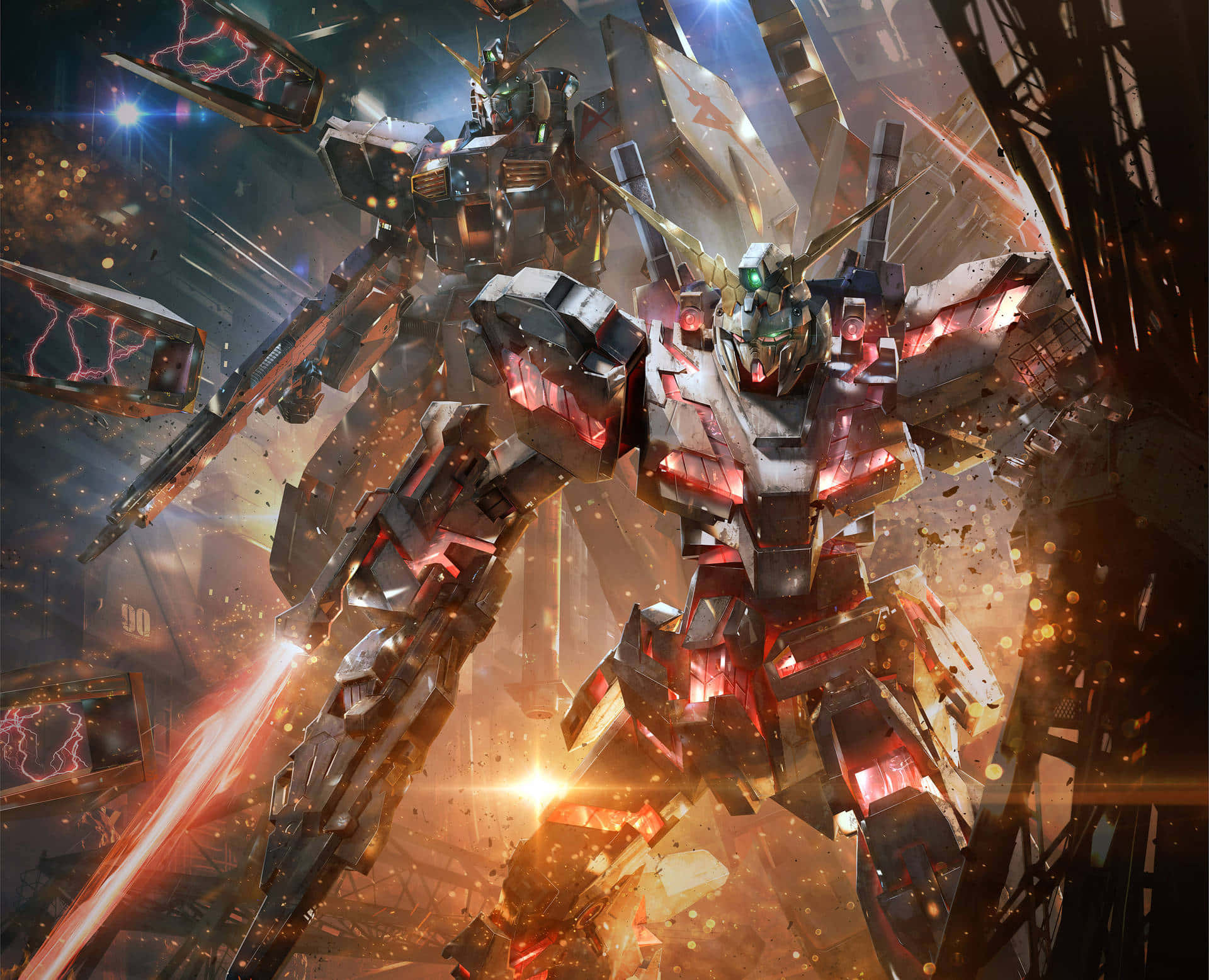 Емблематичният Gundam показва своята мощ на бойното поле Тапет