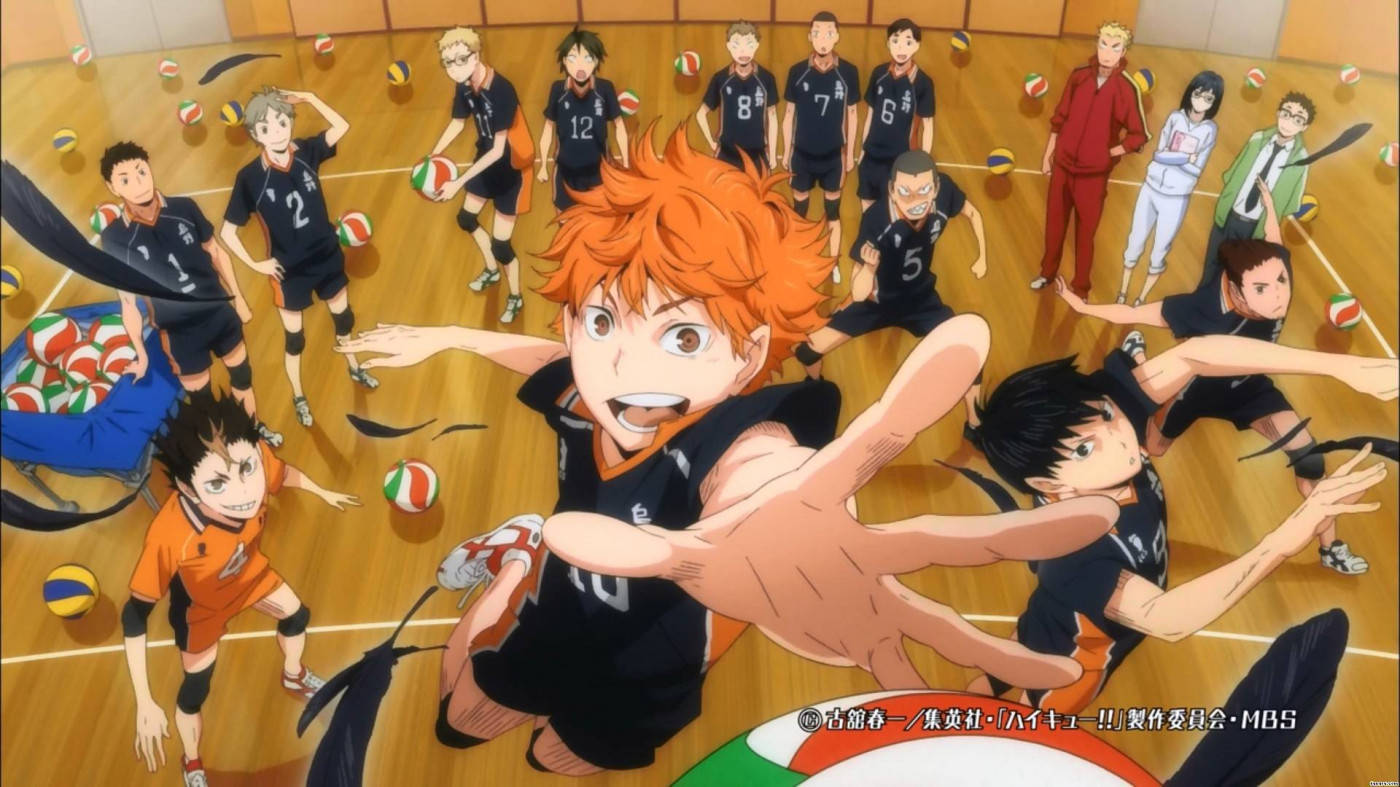 Карасуно играят на корта Haikyuu естетика Тапет