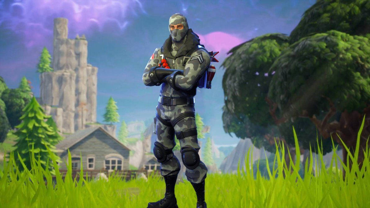 „Искате ли бонбон или да ви сплашим с хелоуинския скин Havoc във Fortnite!“ Тапет